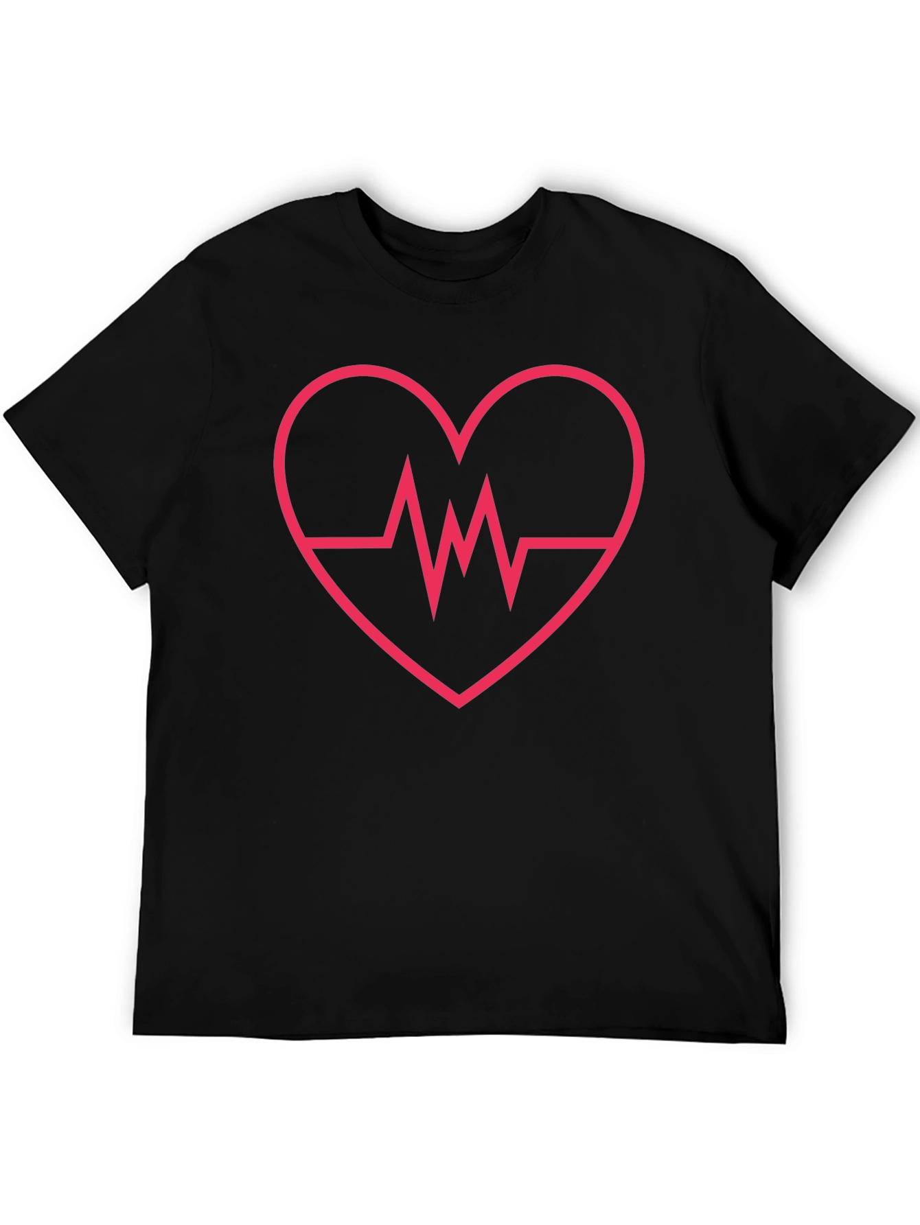Heartbeat Heart Design Black T-Shirt
