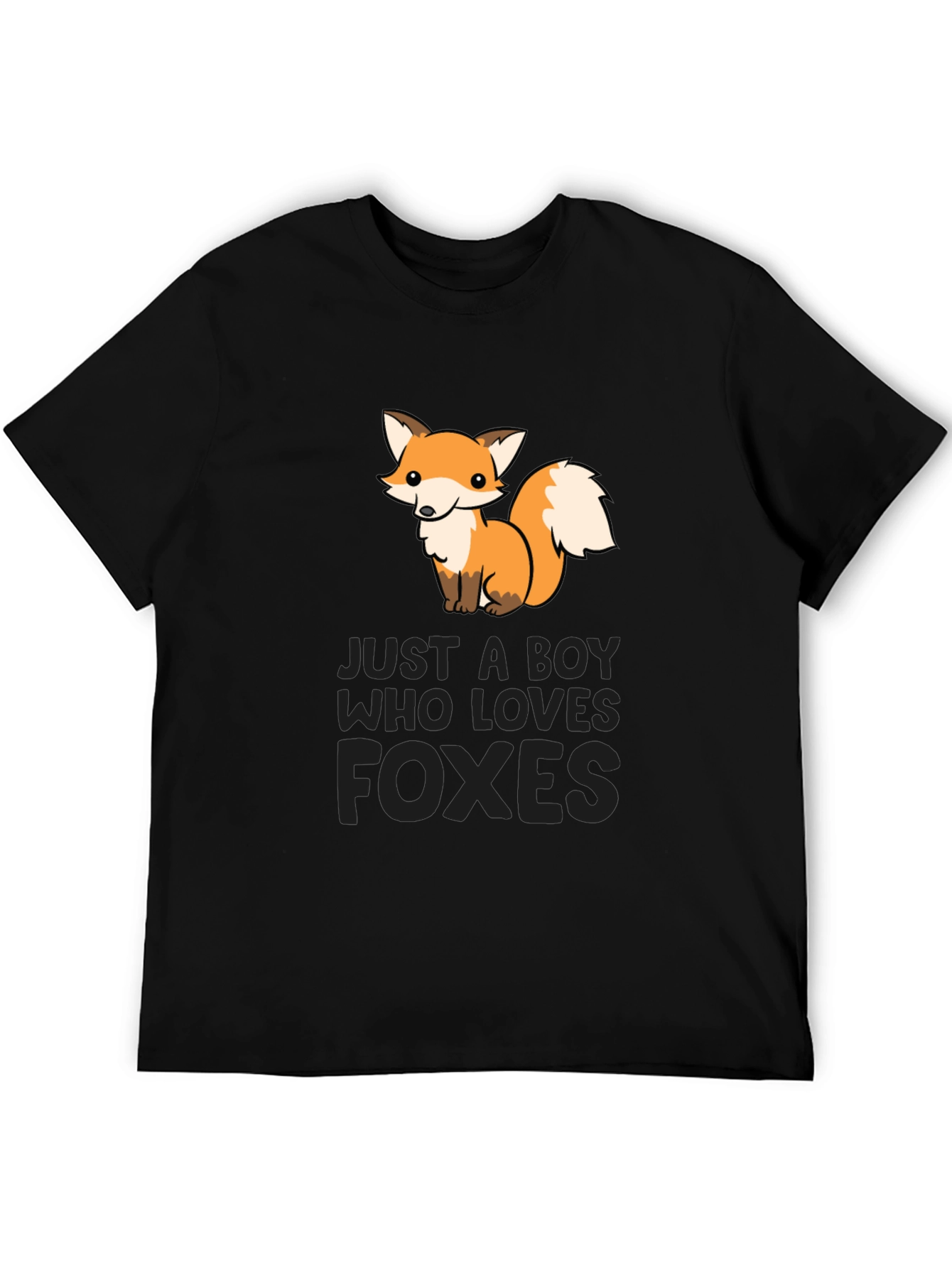 Boy Who Loves Foxes Black T-Shirt