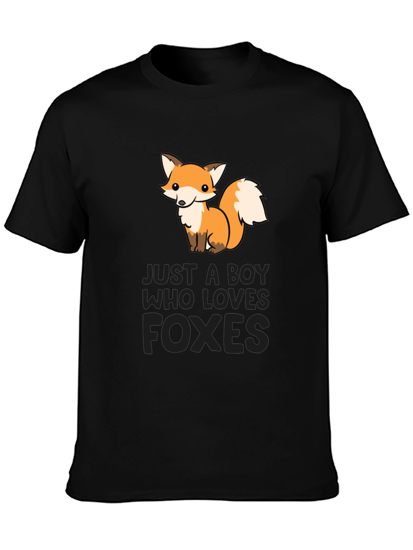 Boy Who Loves Foxes Black T-Shirt