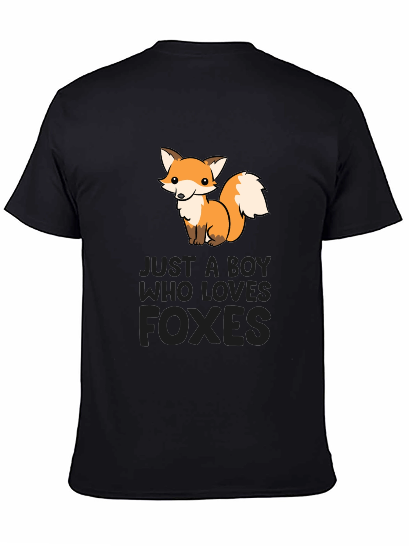 Boy Who Loves Foxes Black T-Shirt