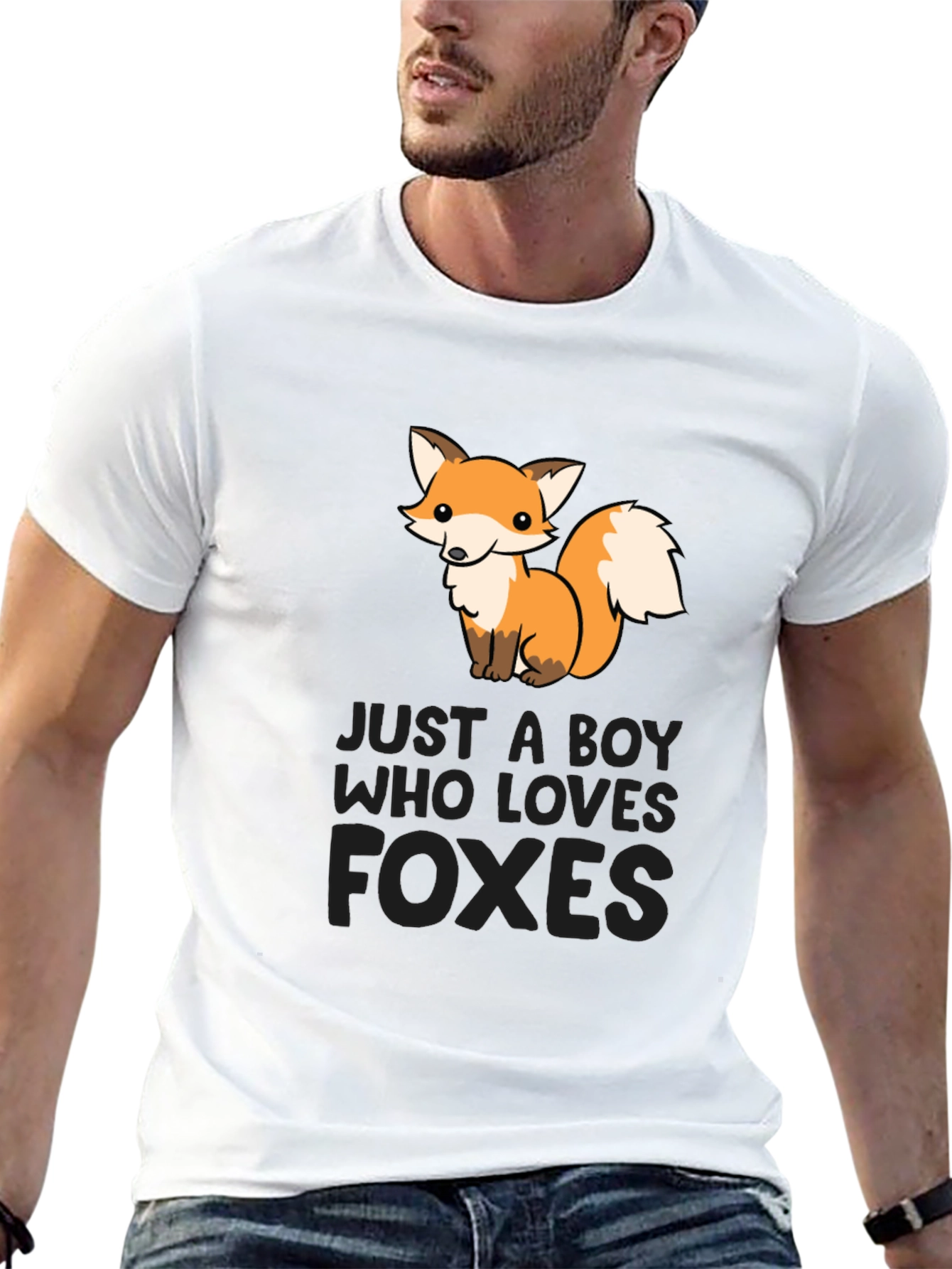 Boy Who Loves Foxes Black T-Shirt