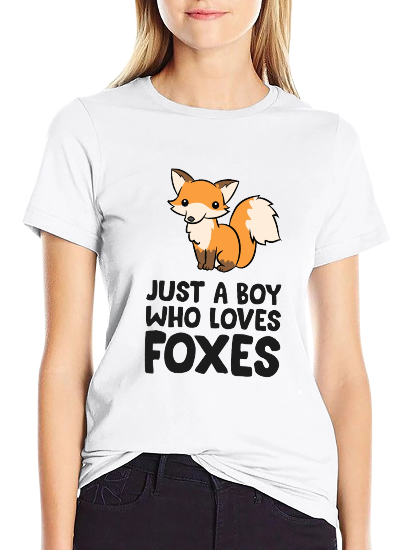 Boy Who Loves Foxes Black T-Shirt