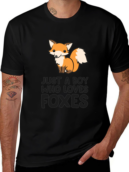 Boy Who Loves Foxes Black T-Shirt
