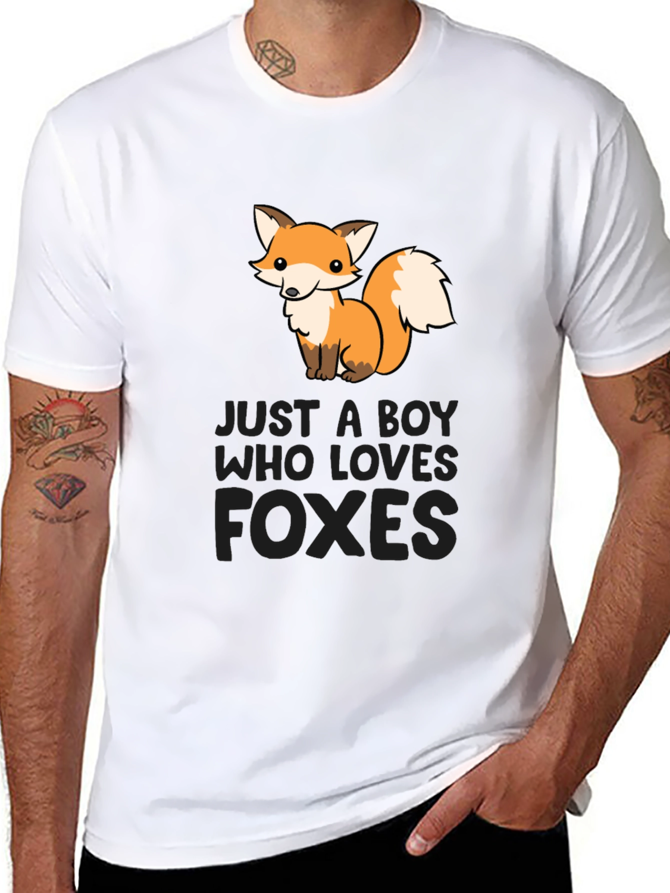 Boy Who Loves Foxes Black T-Shirt