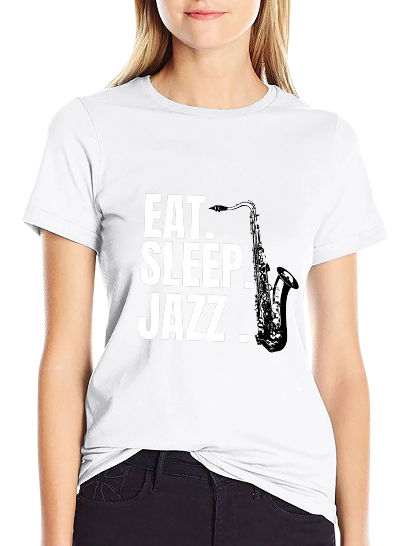 Eat Sleep Jazz Saxophone Black Graphic T-Shirt