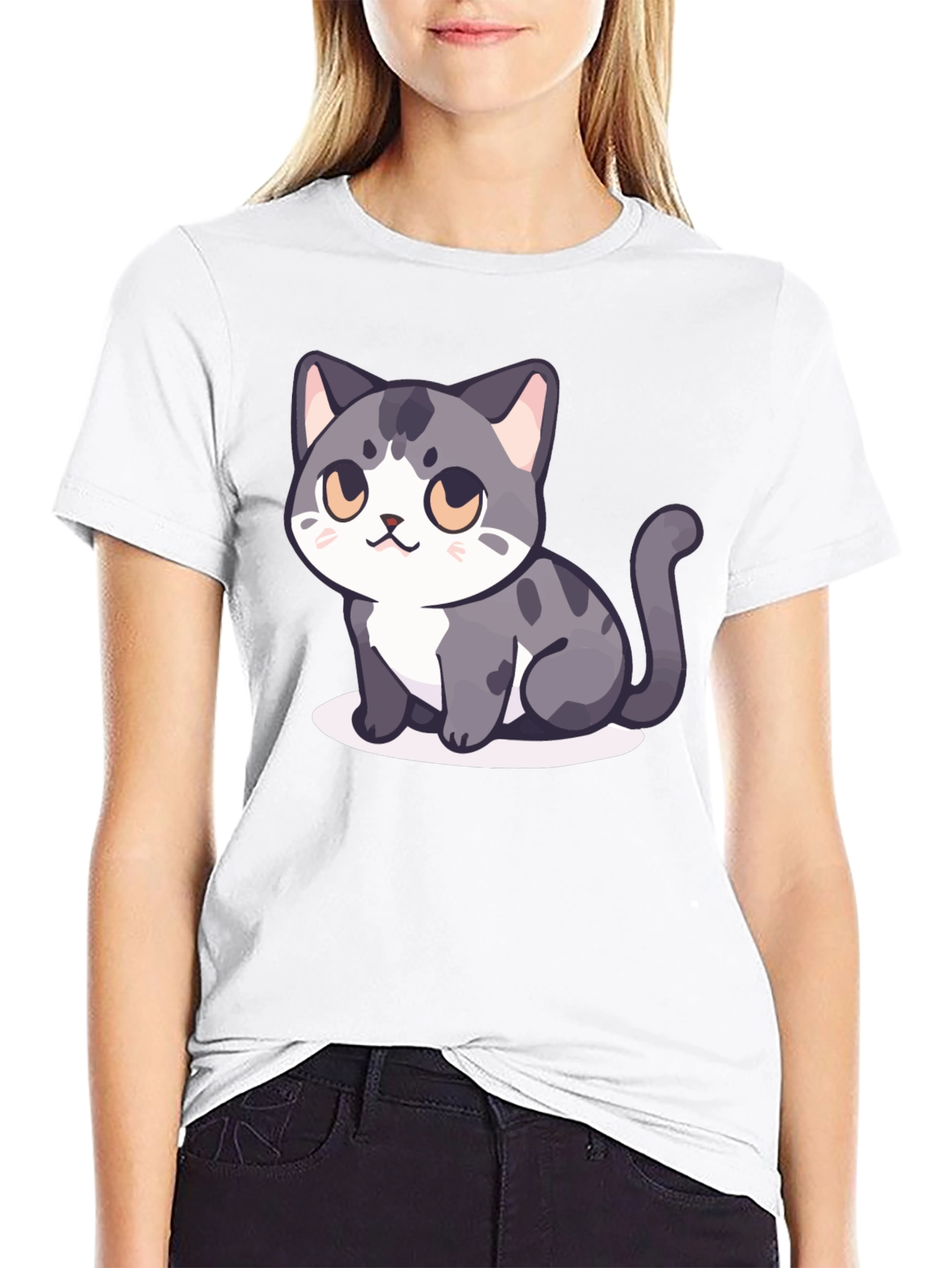 Cute Cartoon Cat Graphic T-Shirt - Stylish Unisex Tee