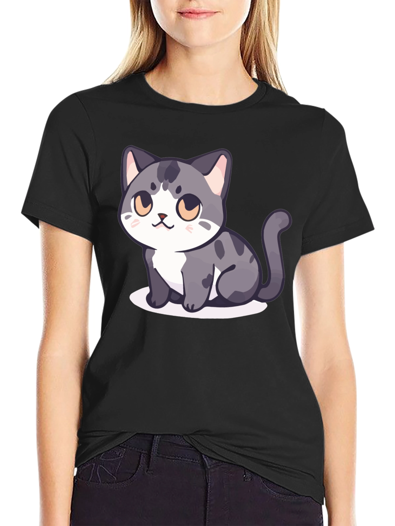 Cute Cartoon Cat Graphic T-Shirt - Stylish Unisex Tee