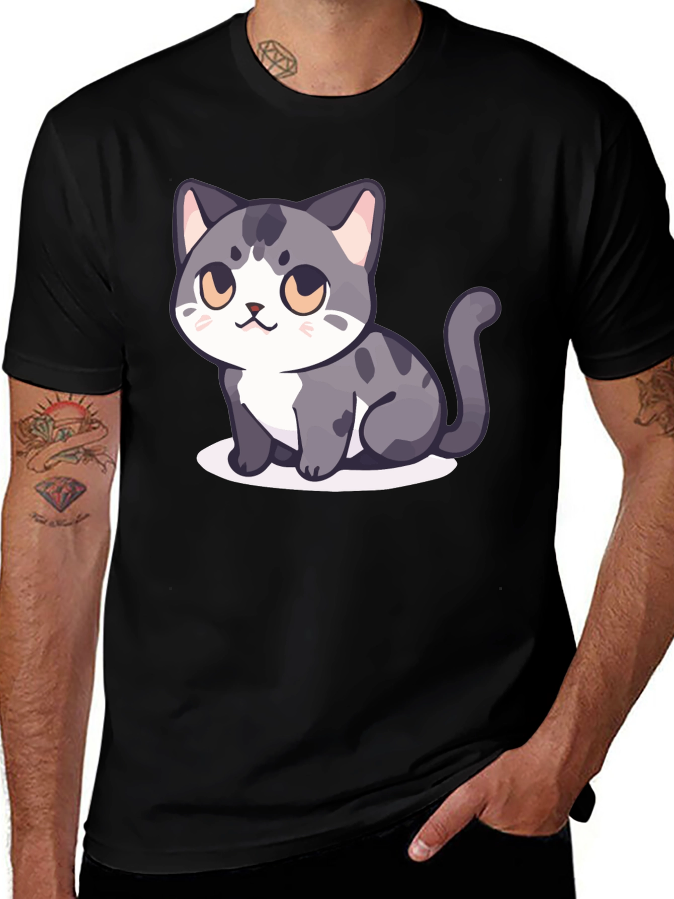 Cute Cartoon Cat Graphic T-Shirt - Stylish Unisex Tee