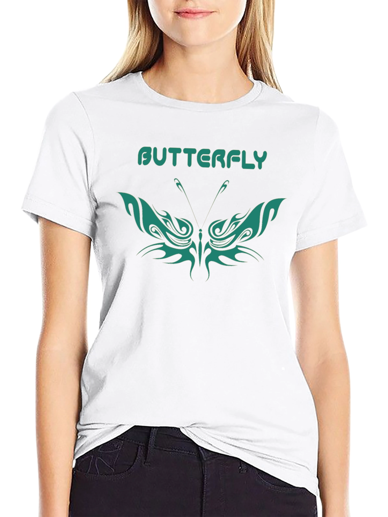 Black Butterfly Graphic Tee - Trendy Style