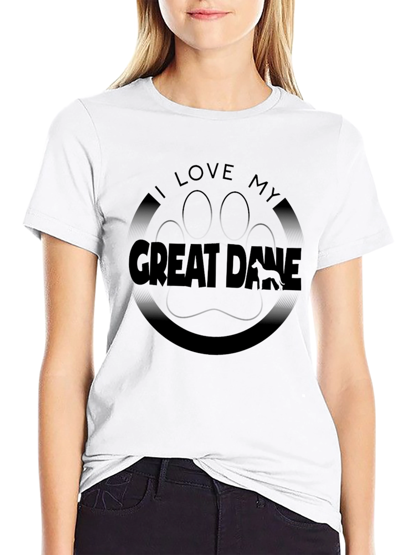 I Love My Great Dane Black T-Shirt