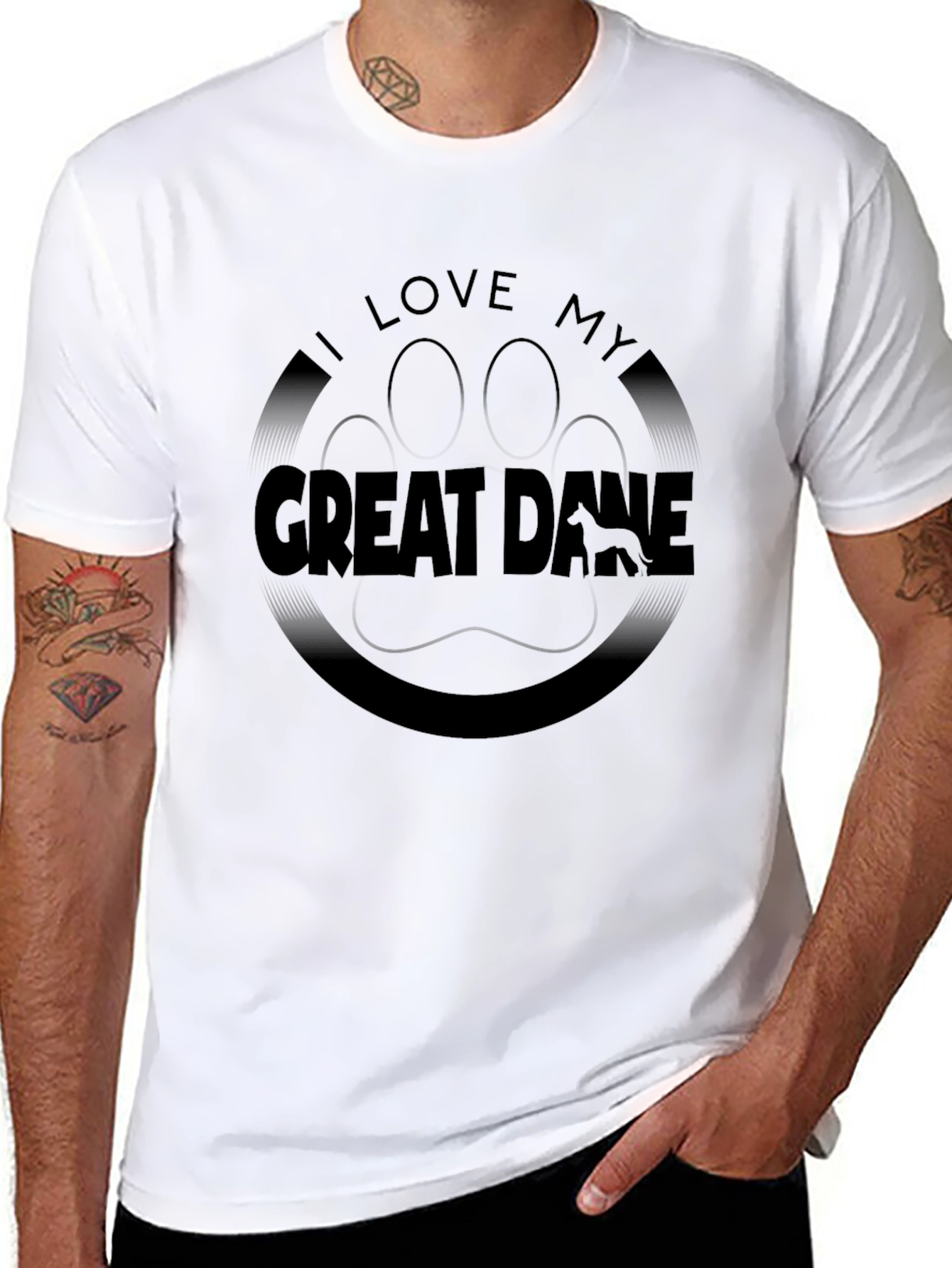 I Love My Great Dane Black T-Shirt