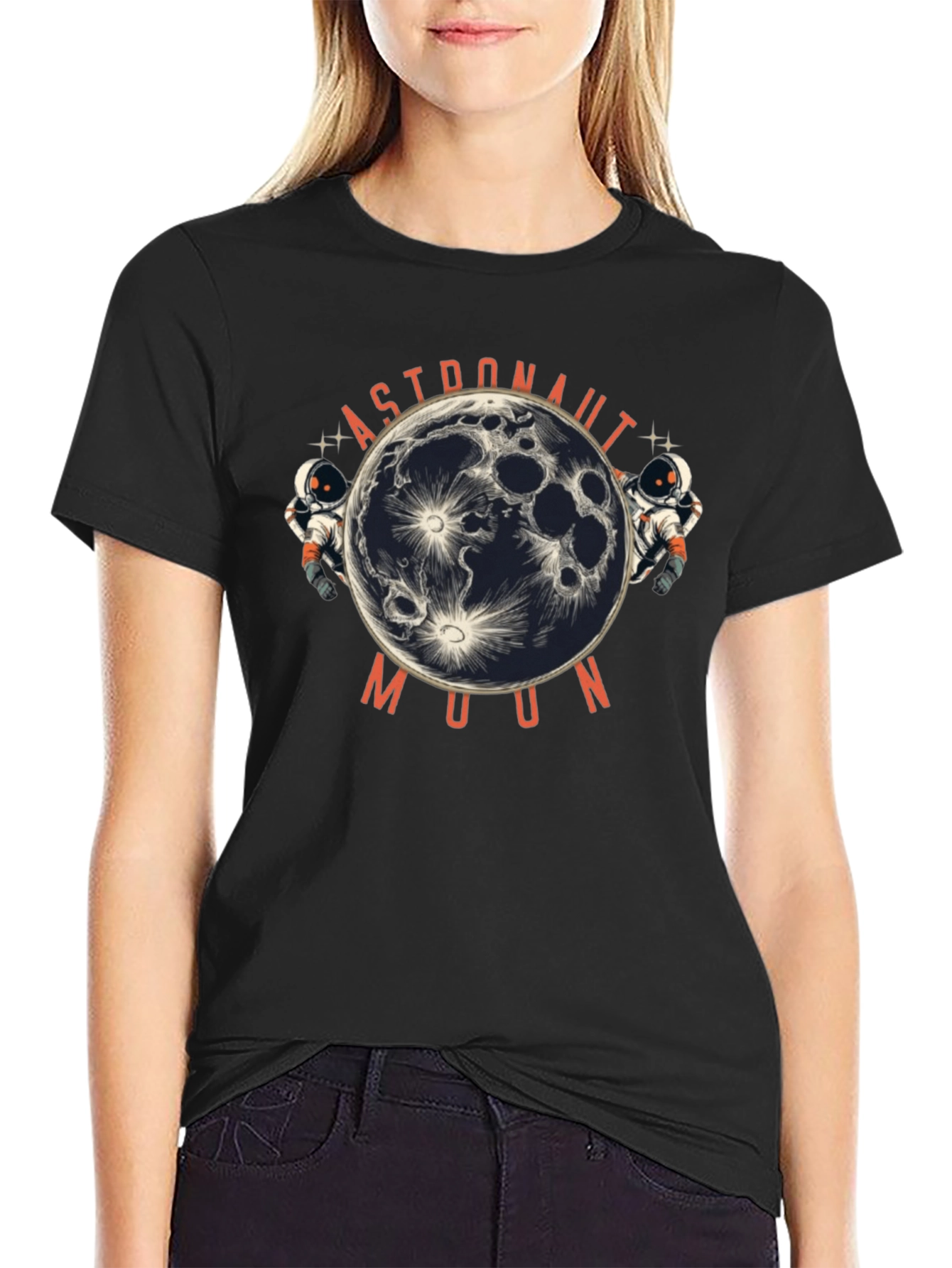 Astronaut Moon Graphic Print T-Shirt