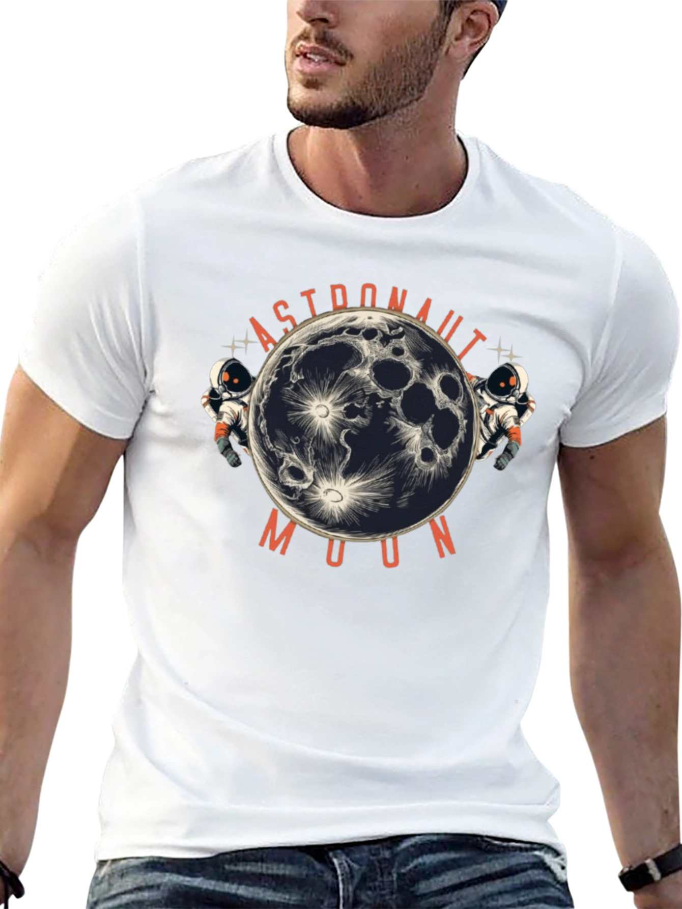 Astronaut Moon Graphic Print T-Shirt