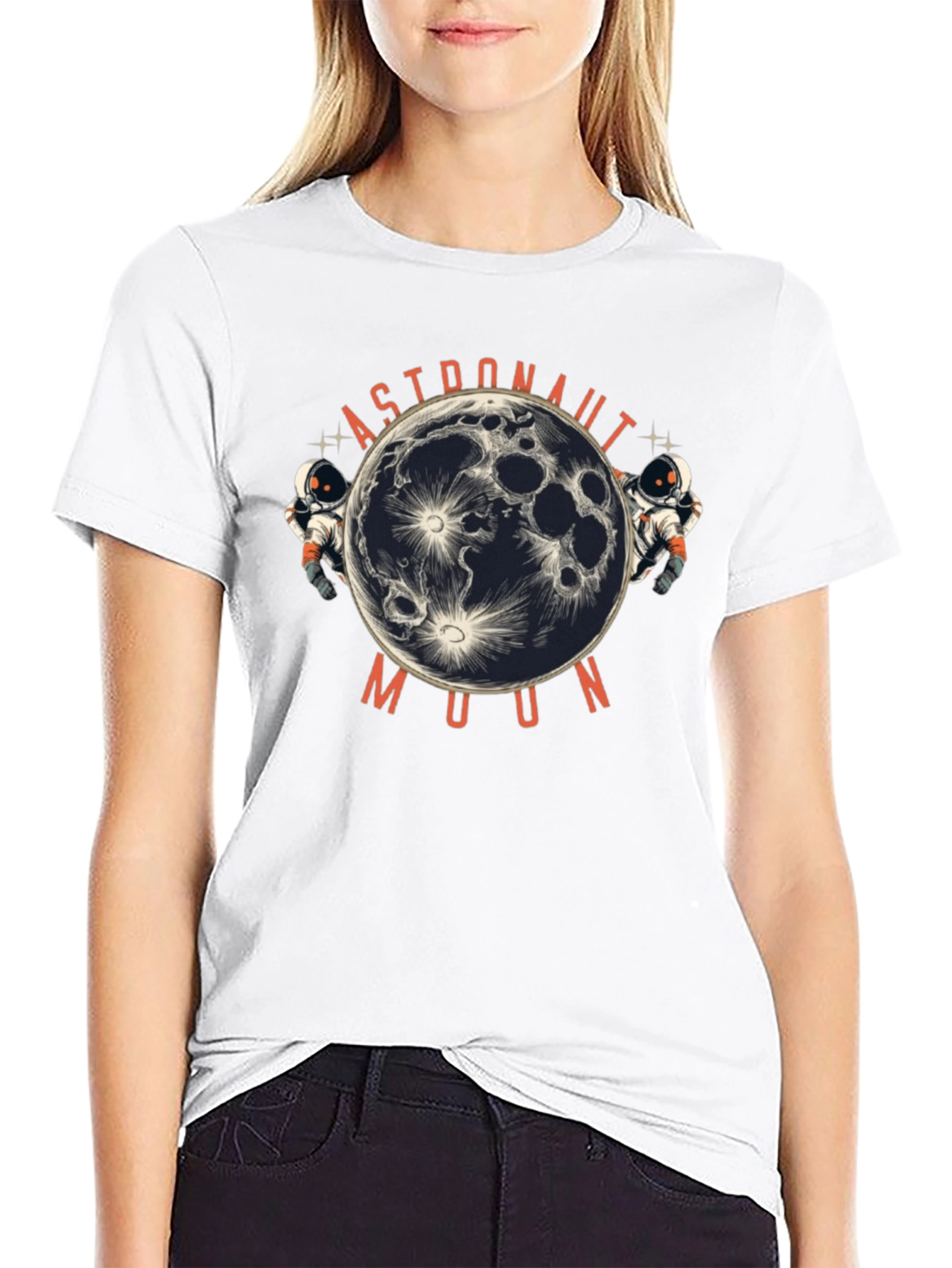 Astronaut Moon Graphic Print T-Shirt