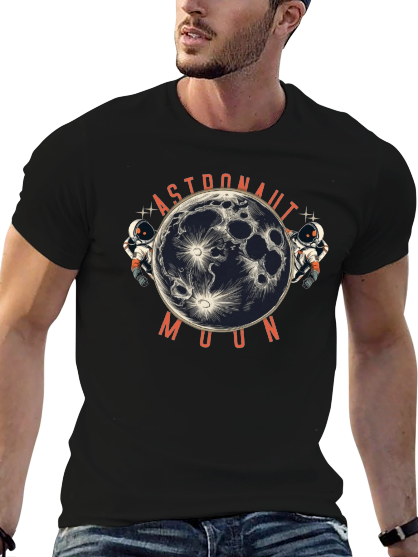 Astronaut Moon Graphic Print T-Shirt