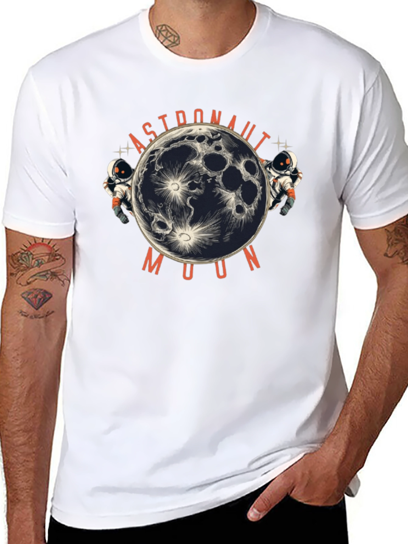 Astronaut Moon Graphic Print T-Shirt