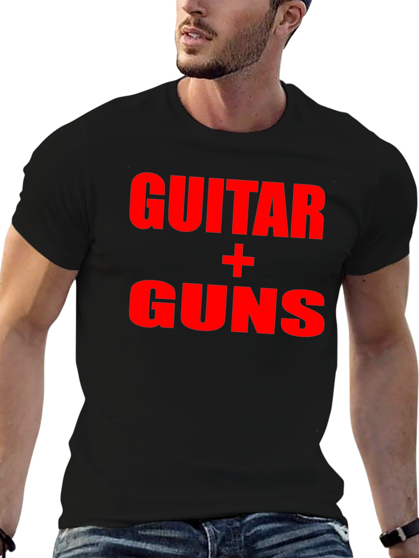 Guitar + Guns Graphic Black T-Shirt
