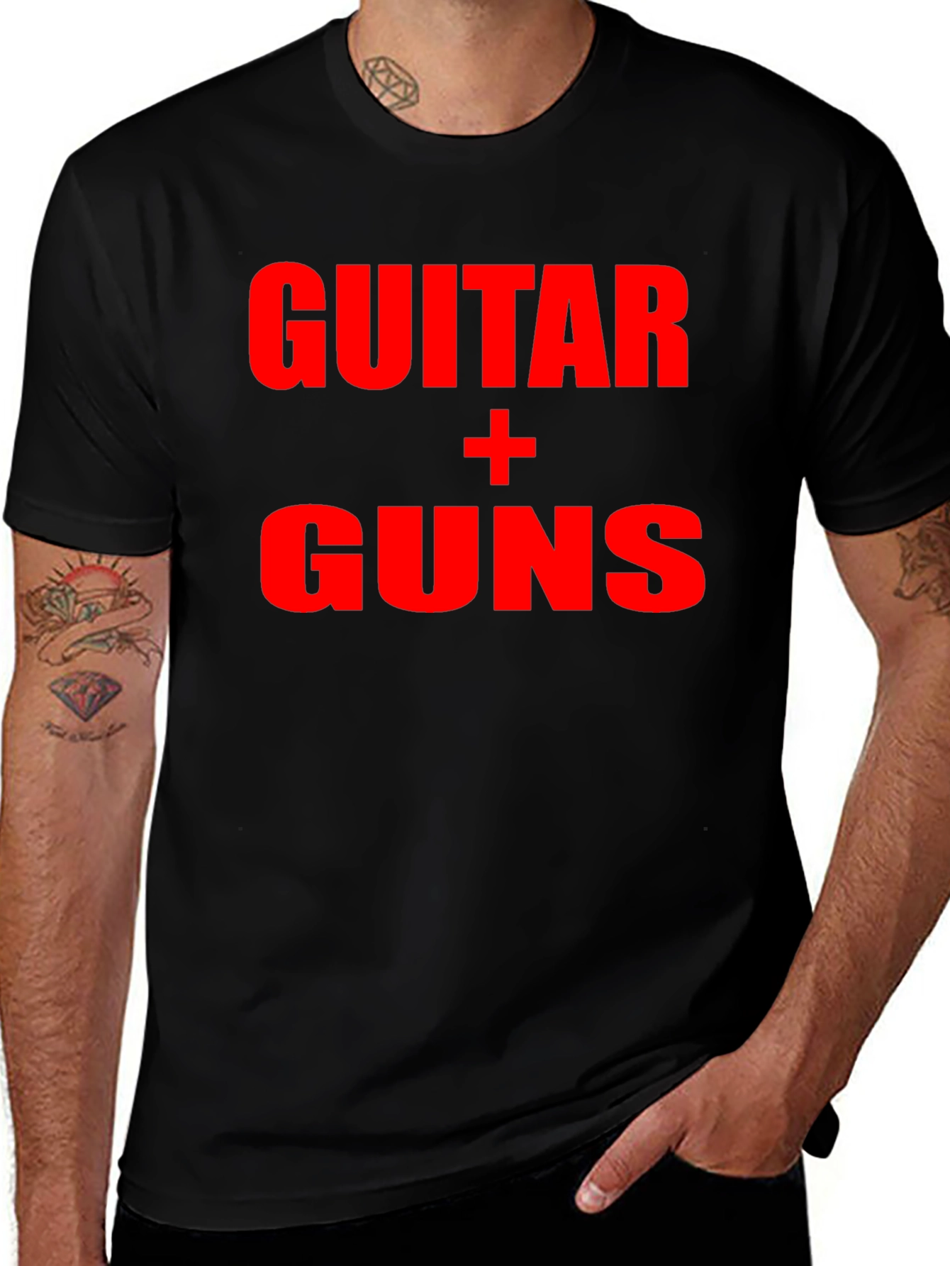 Guitar + Guns Graphic Black T-Shirt