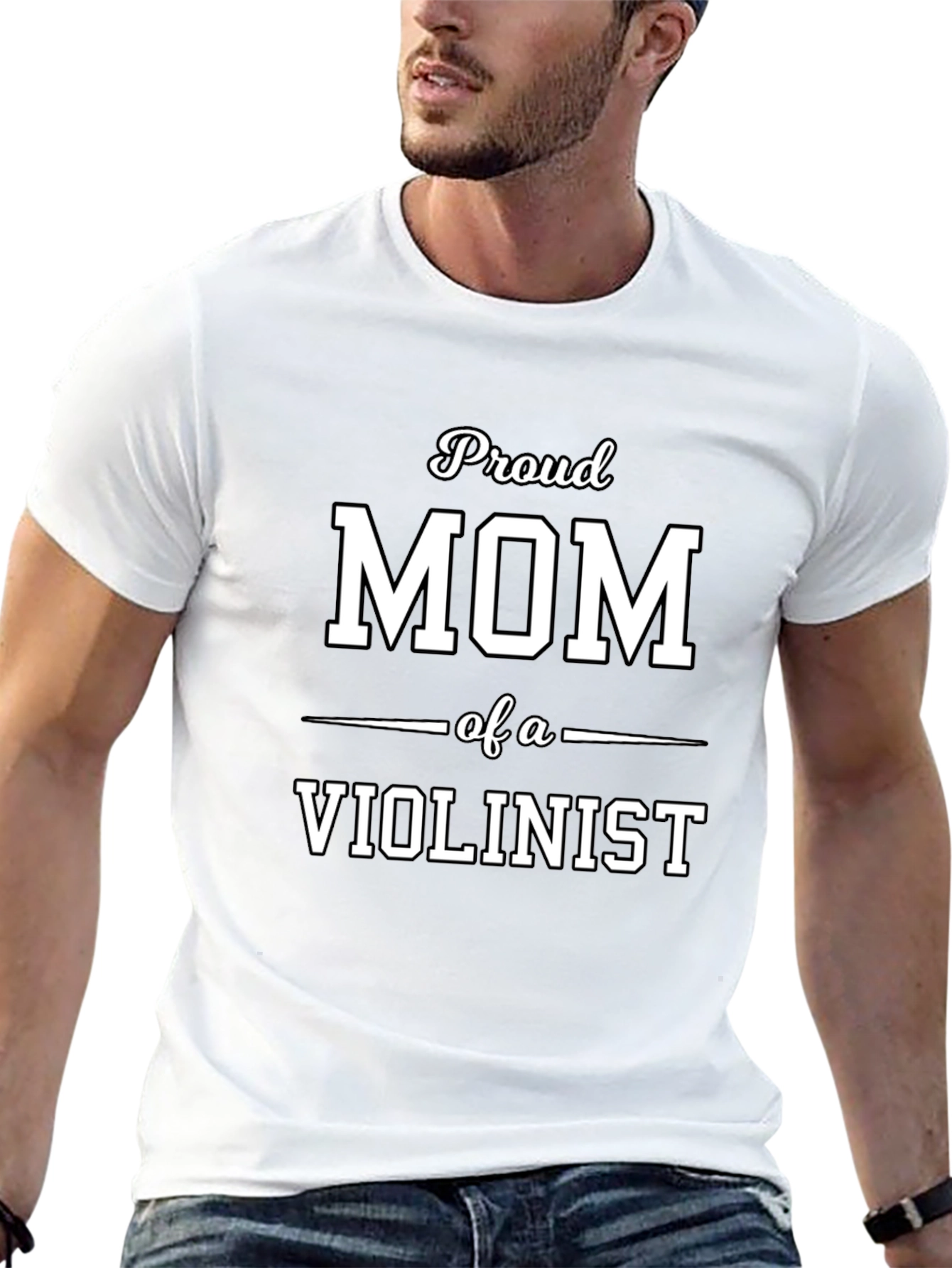 Proud Mom of a Violinist - Black T-Shirt
