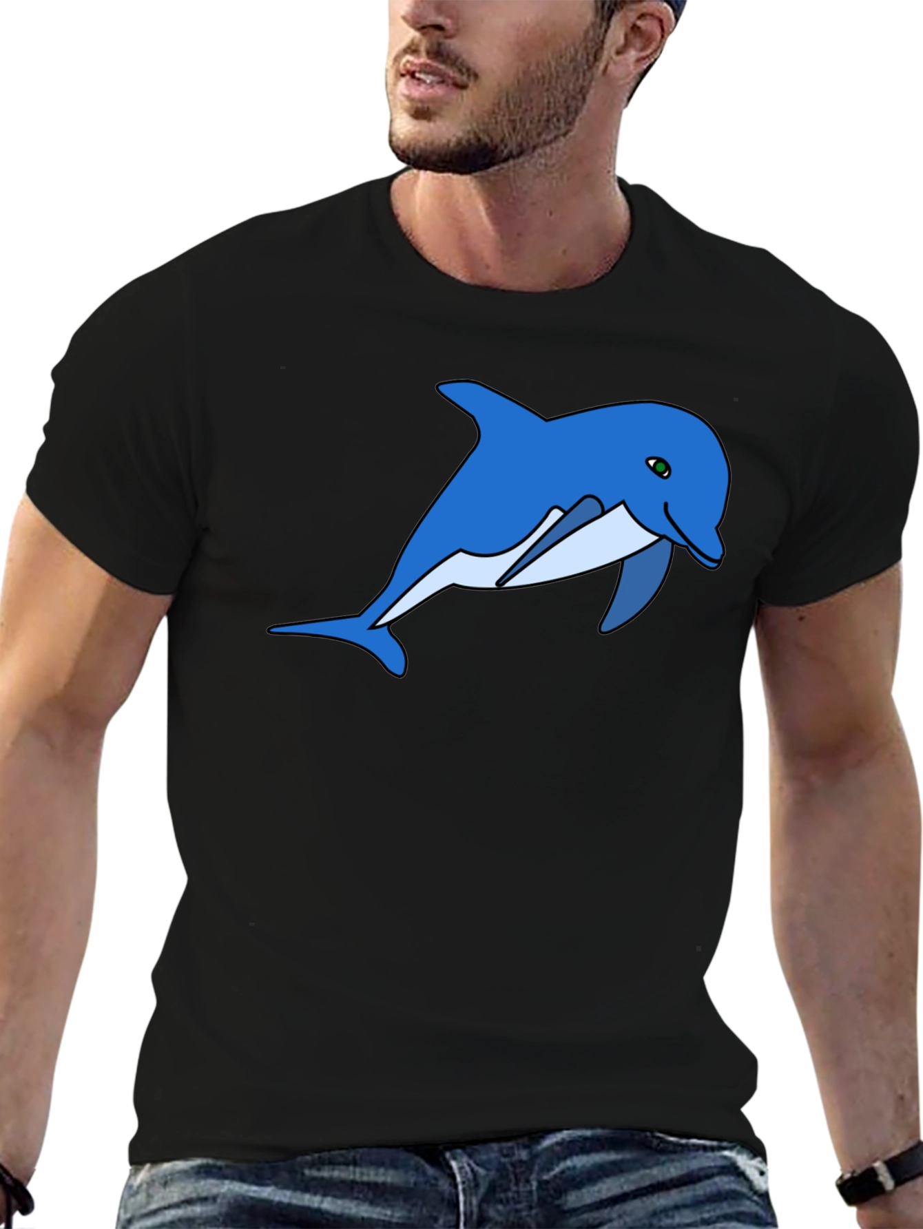 Dolphin Graphic Tee - Black Cotton Comfort