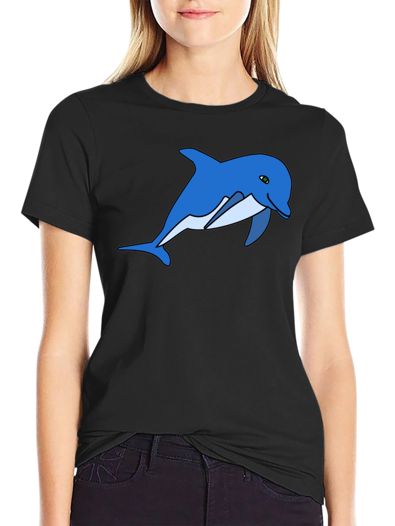 Dolphin Graphic Tee - Black Cotton Comfort