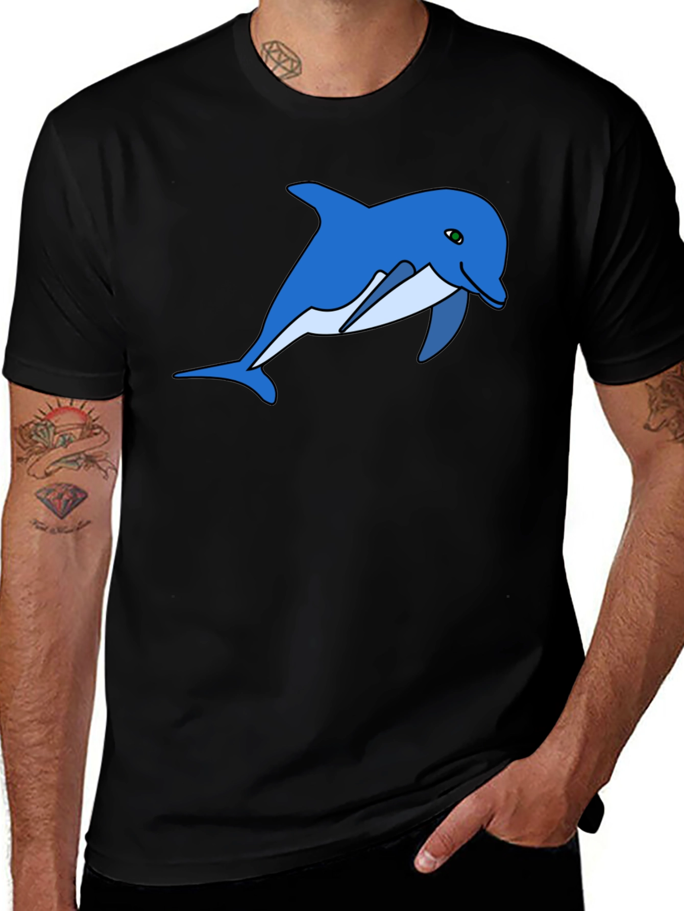 Dolphin Graphic Tee - Black Cotton Comfort