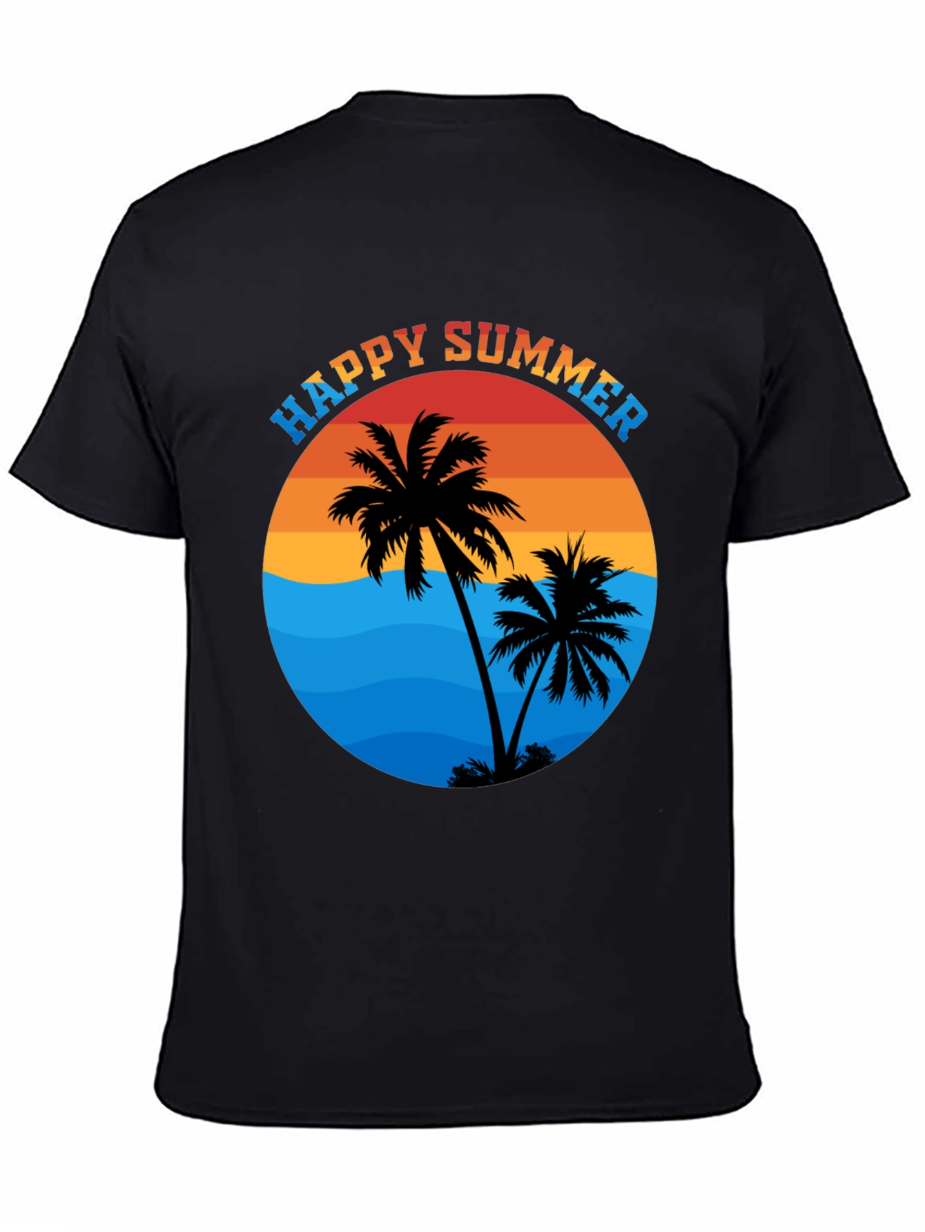 Happy Summer Palm Tree Graphic T-Shirt