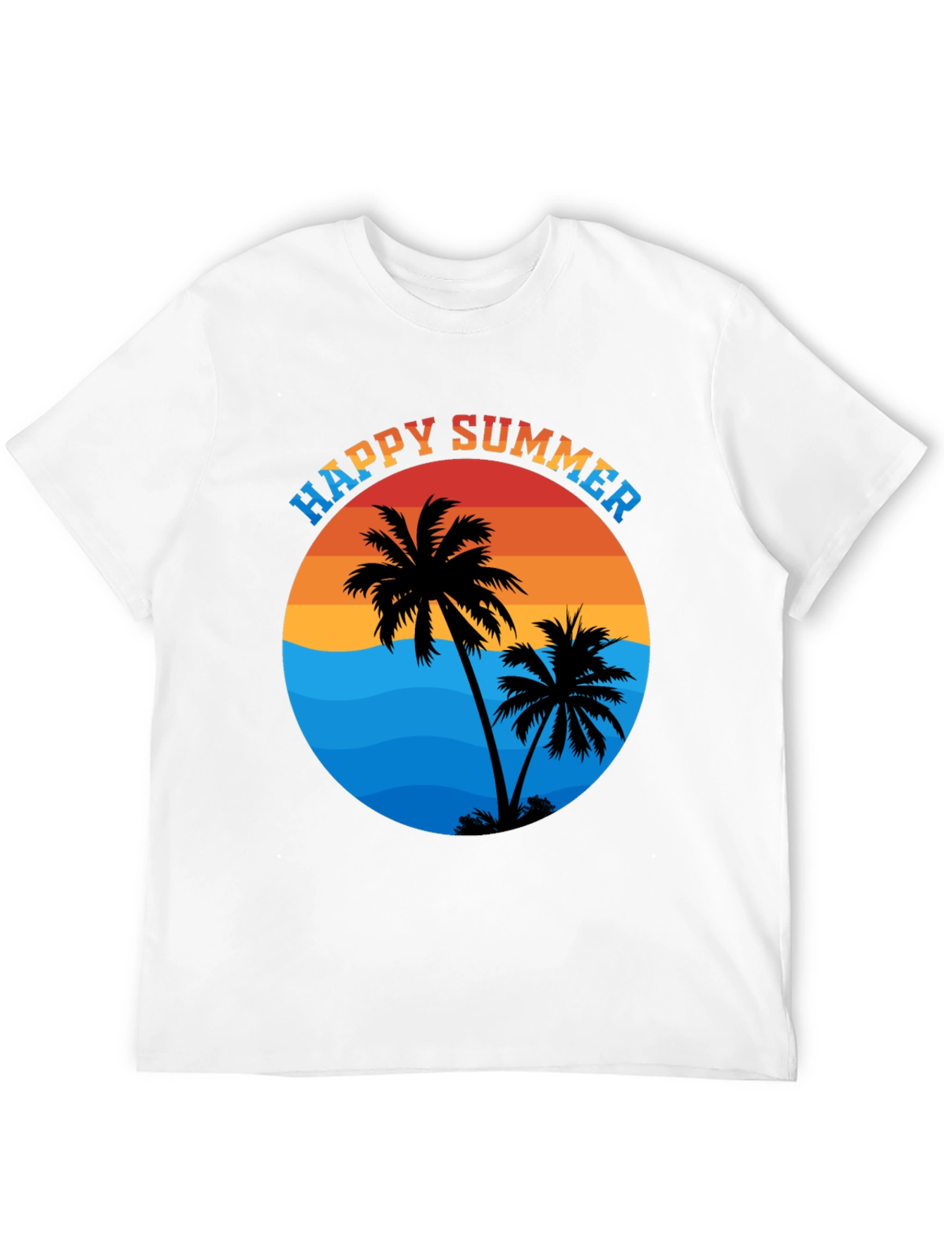 Happy Summer Palm Tree Graphic T-Shirt