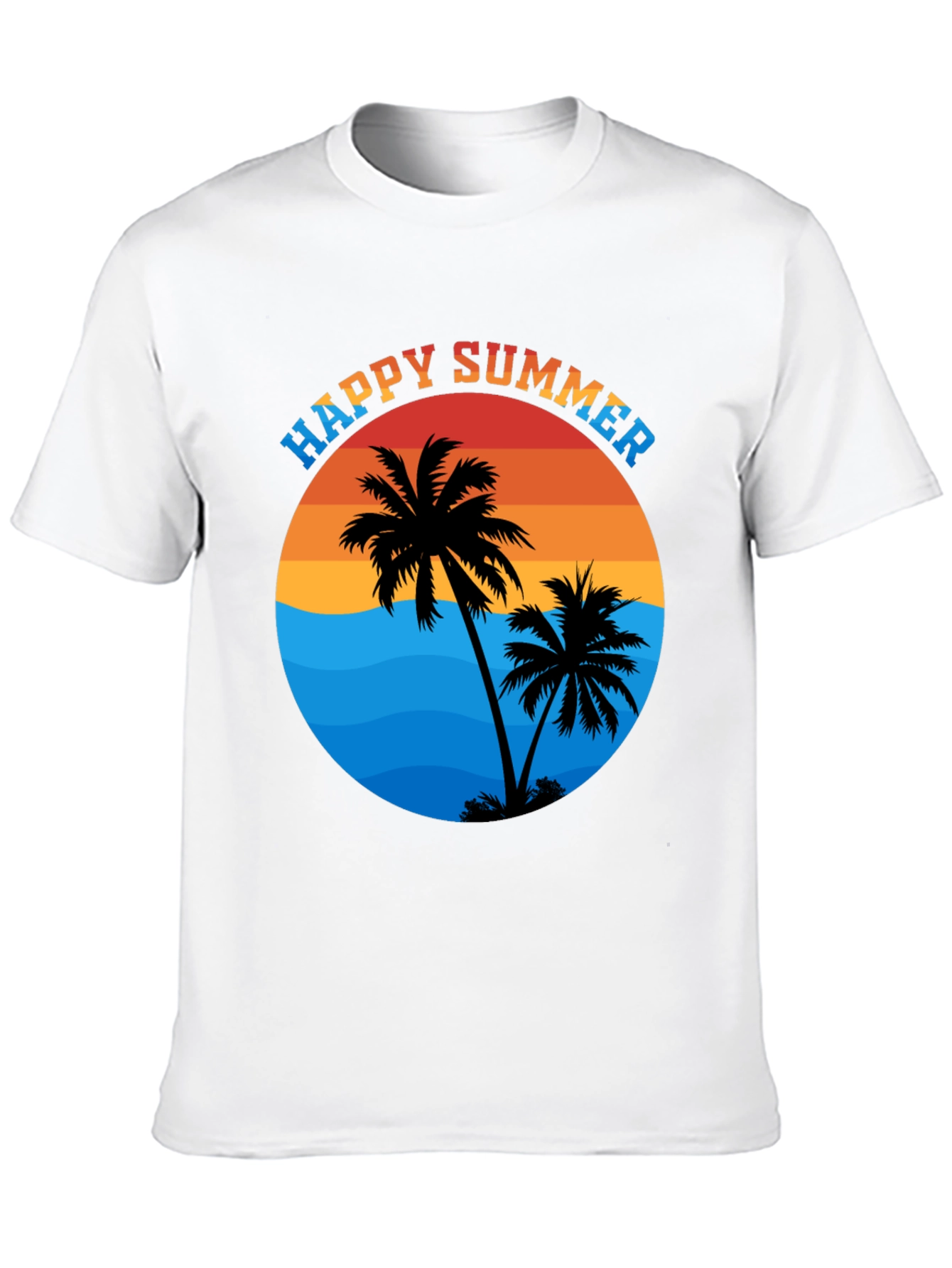 Happy Summer Palm Tree Graphic T-Shirt
