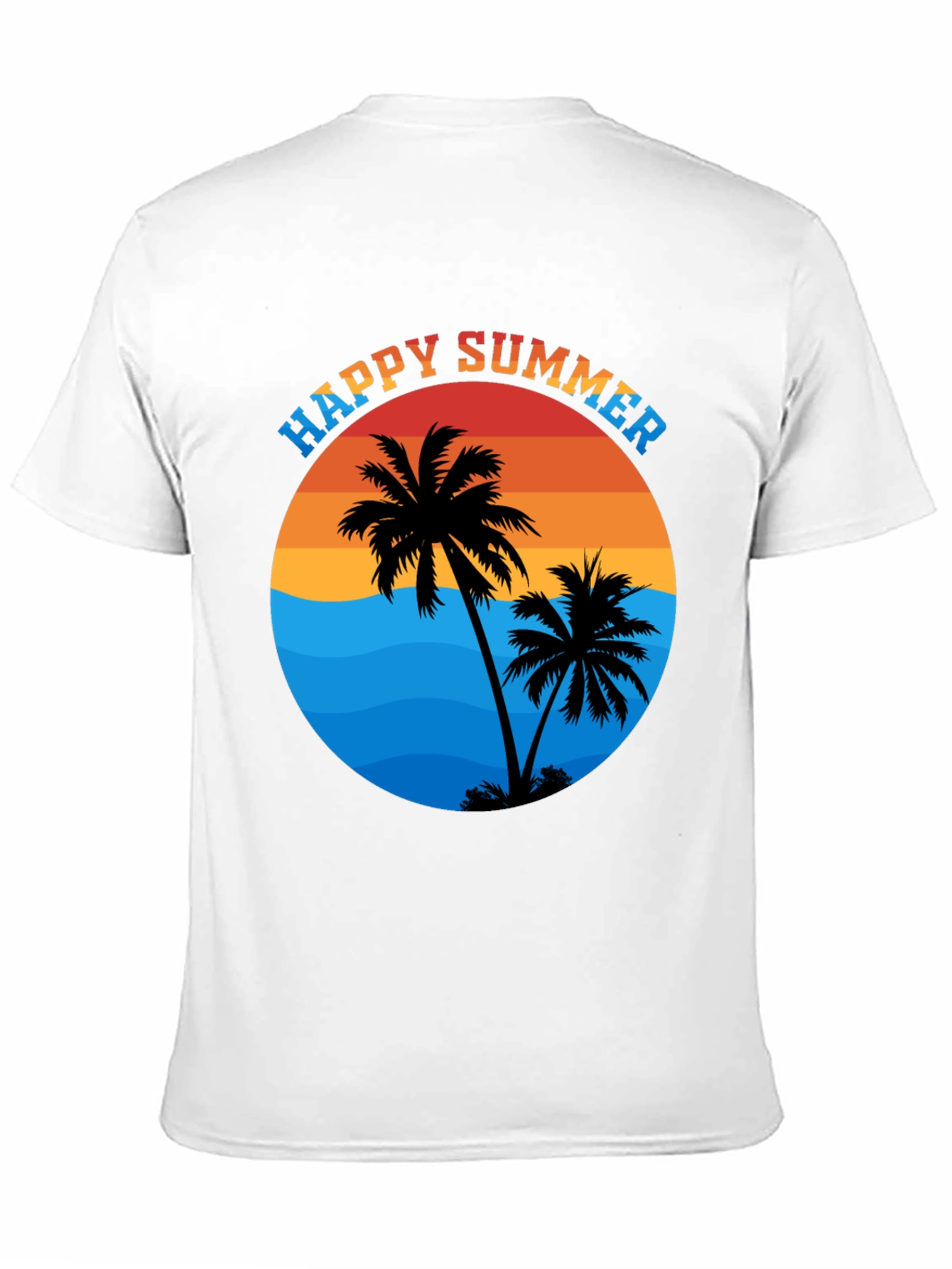 Happy Summer Palm Tree Graphic T-Shirt