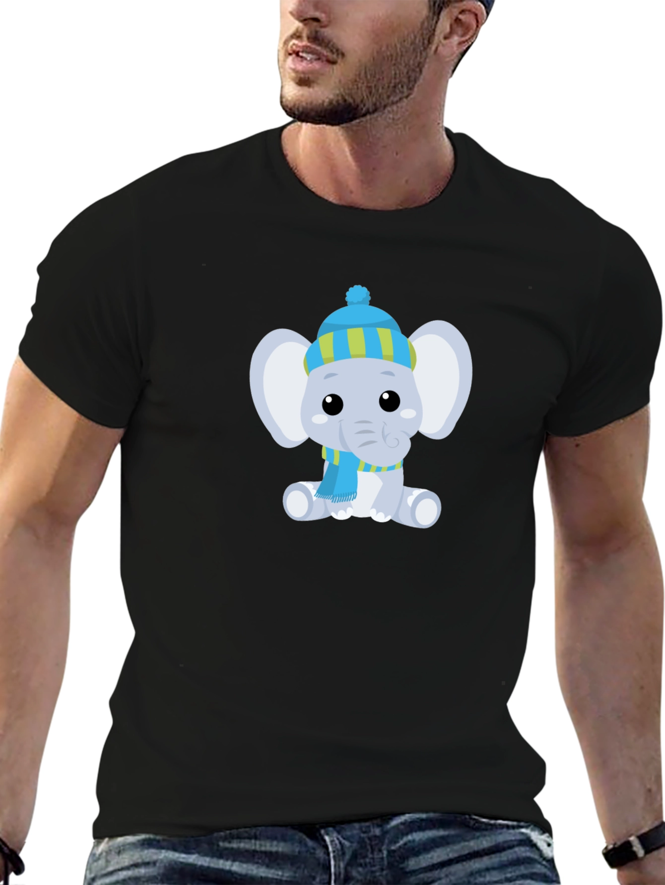 Cute Elephant with Hat Graphic Tee