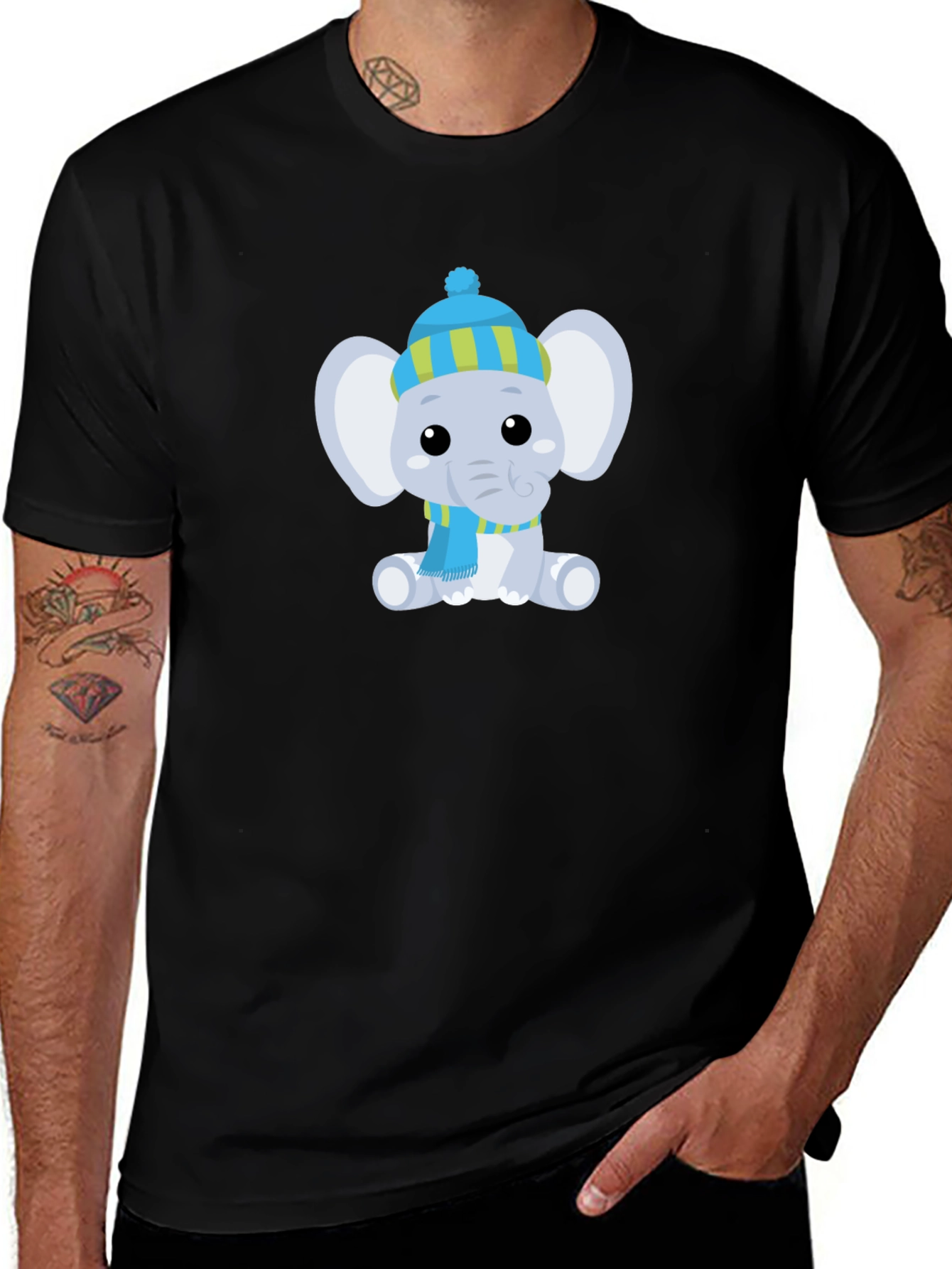 Cute Elephant with Hat Graphic Tee