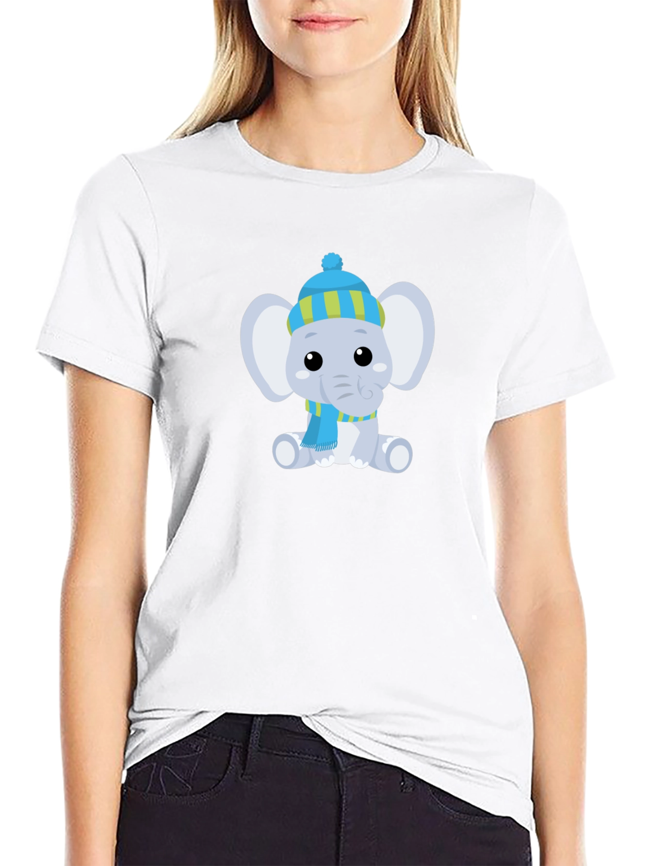 Cute Elephant with Hat Graphic Tee