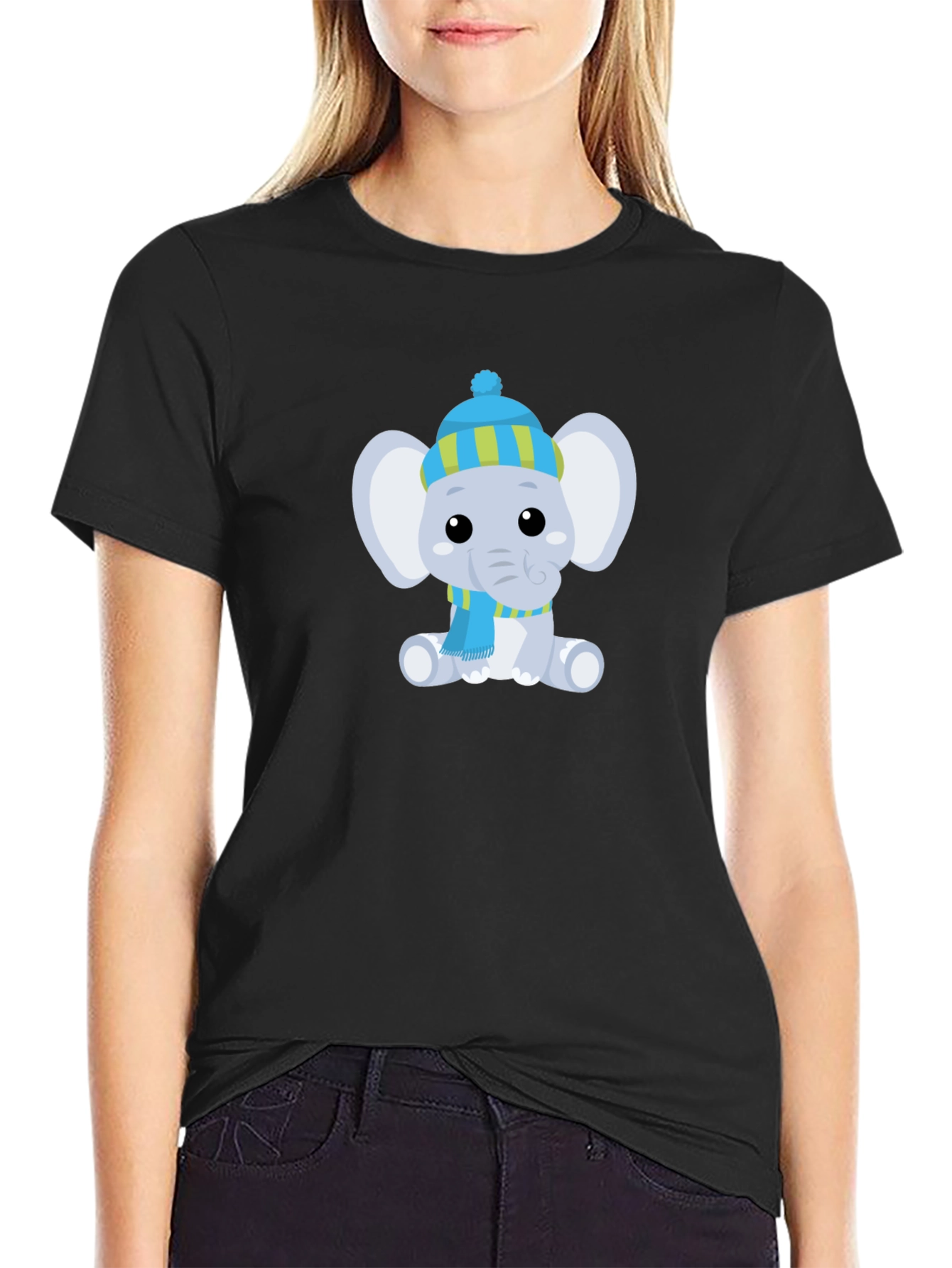 Cute Elephant with Hat Graphic Tee