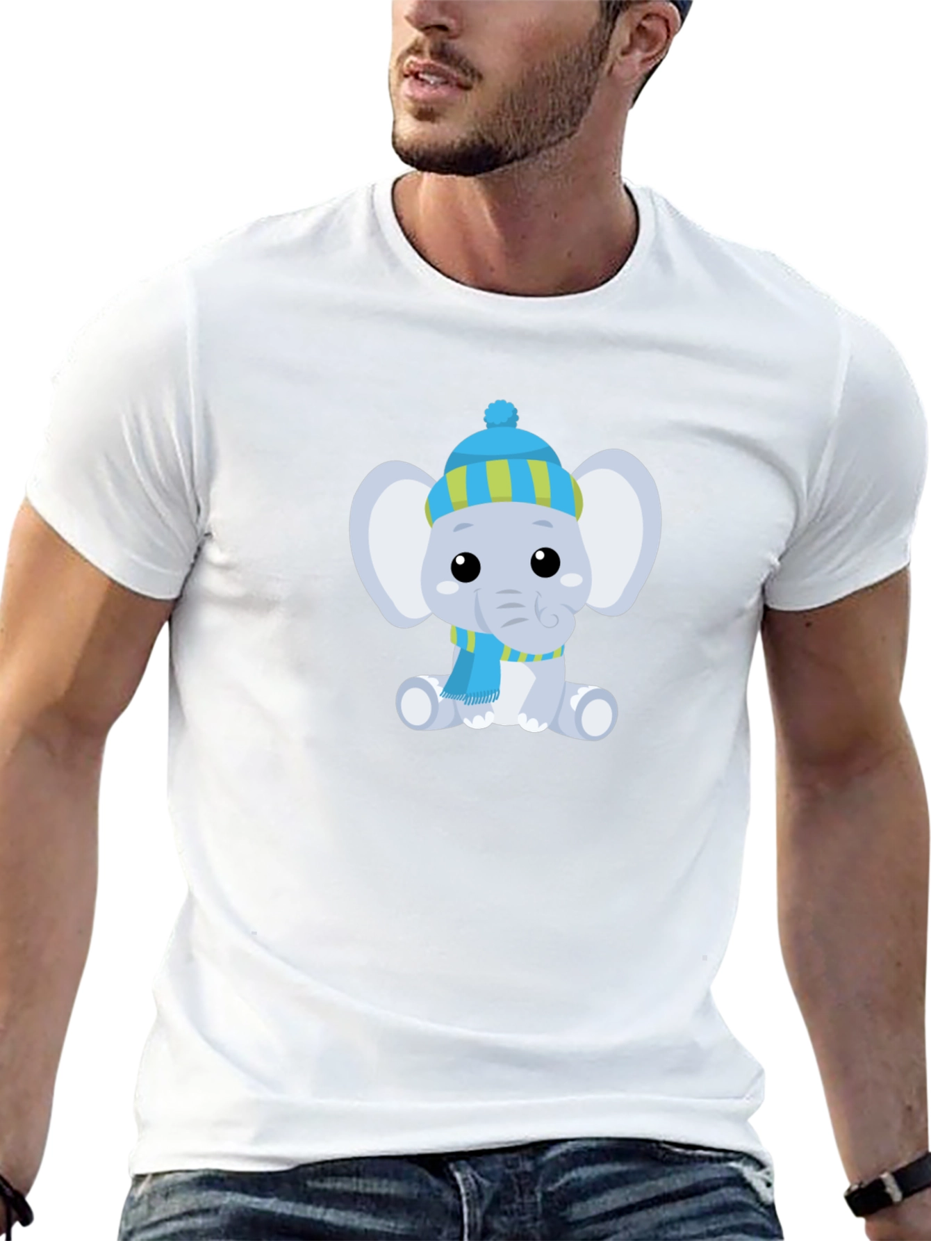 Cute Elephant with Hat Graphic Tee