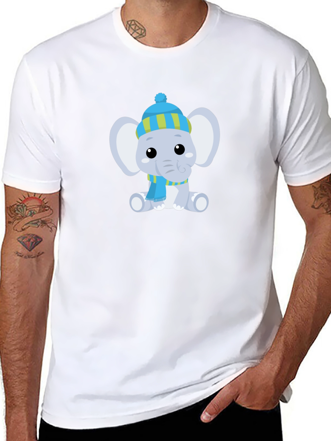 Cute Elephant with Hat Graphic Tee