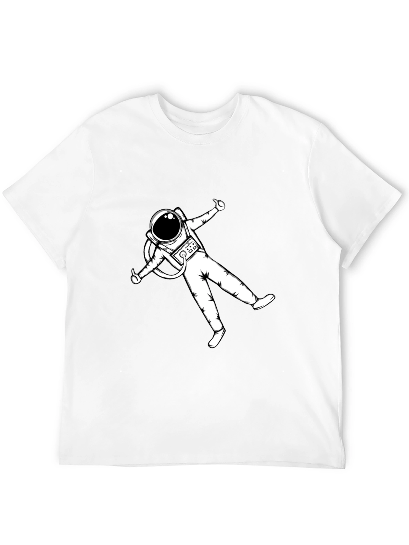 Astronaut Graphic Tee - Black Cotton Blend Casual T-Shirt