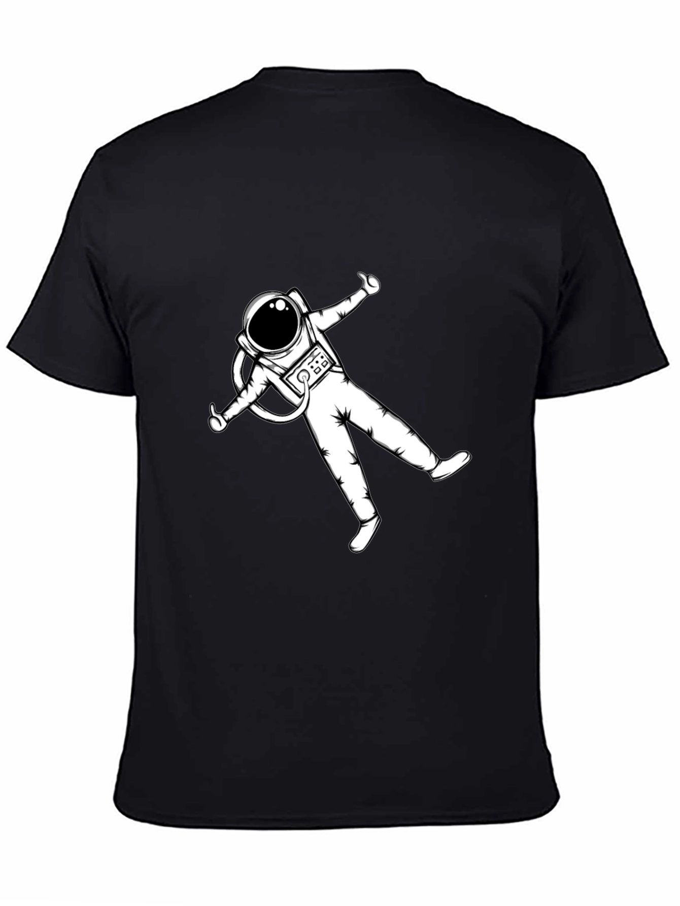 Astronaut Graphic Tee - Black Cotton Blend Casual T-Shirt