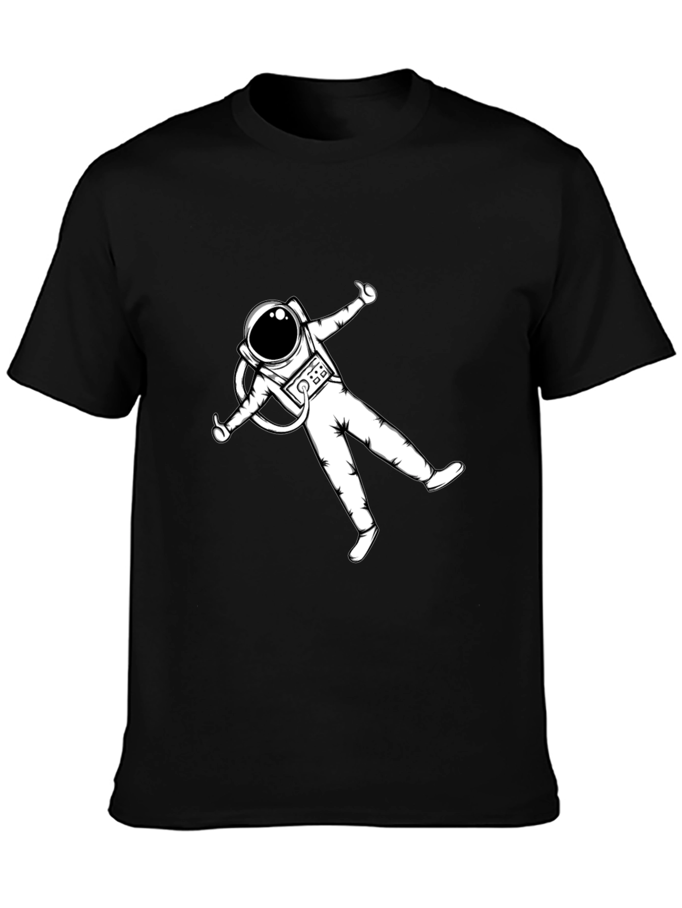 Astronaut Graphic Tee - Black Cotton Blend Casual T-Shirt
