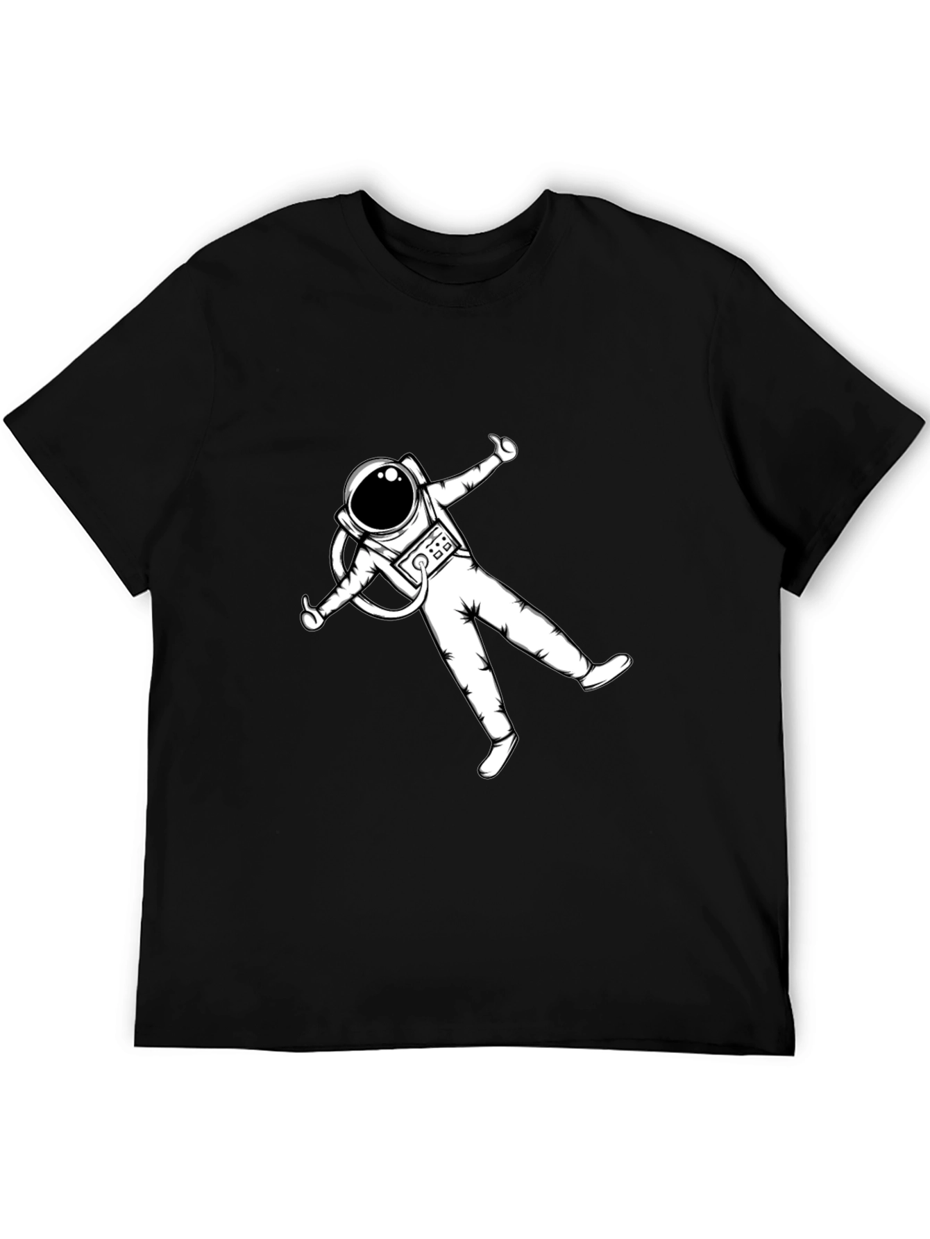 Astronaut Graphic Tee - Black Cotton Blend Casual T-Shirt