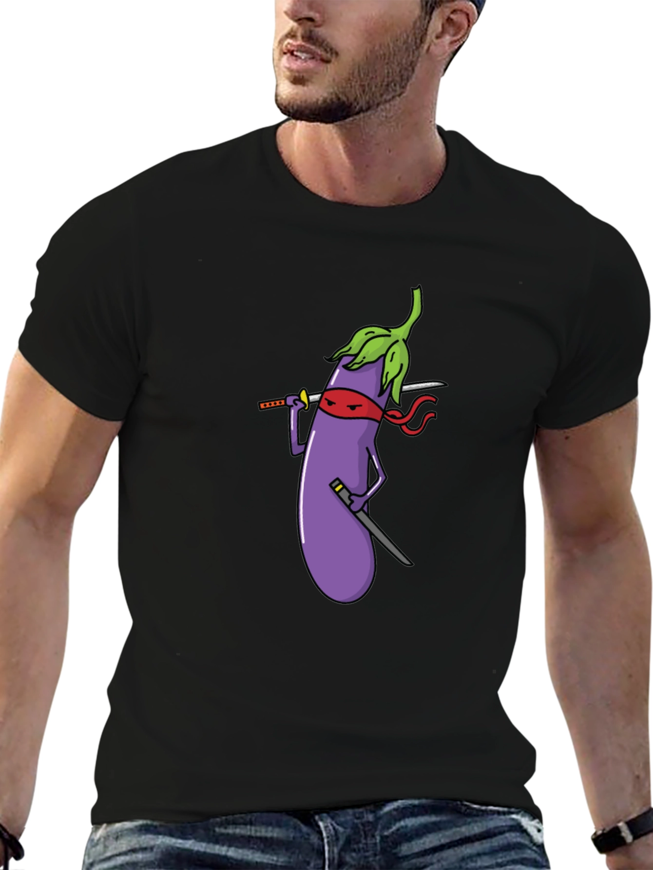 Eggplant Ninja Black T-Shirt