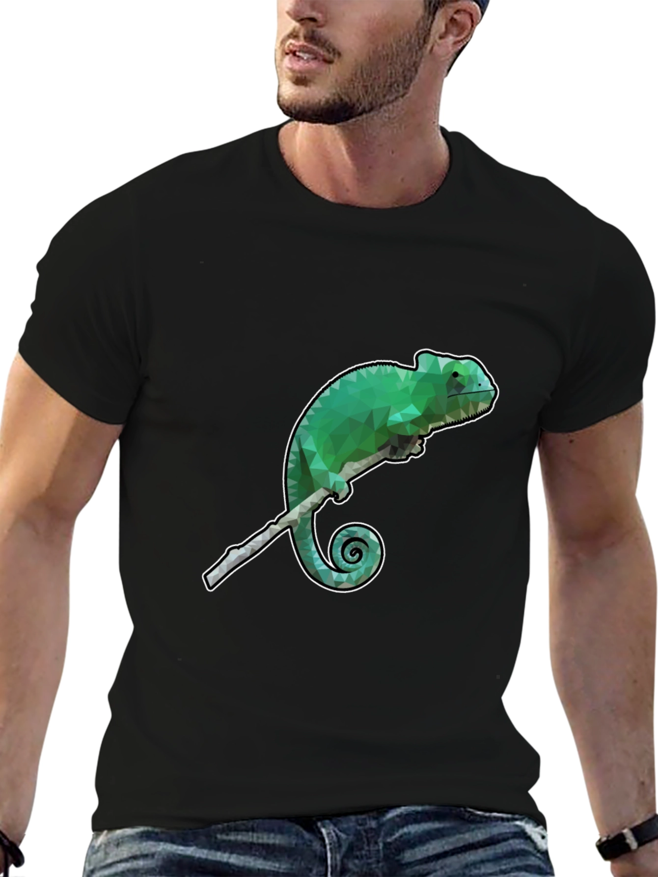 Geometric Chameleon Graphic T-Shirt