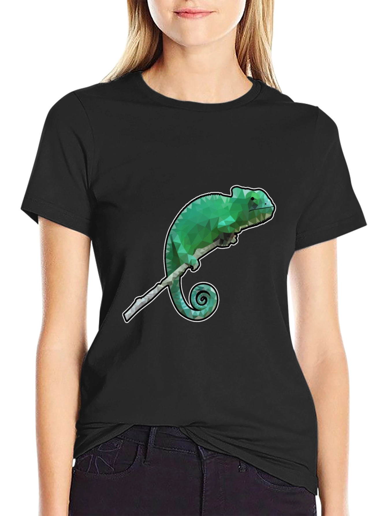 Geometric Chameleon Graphic T-Shirt