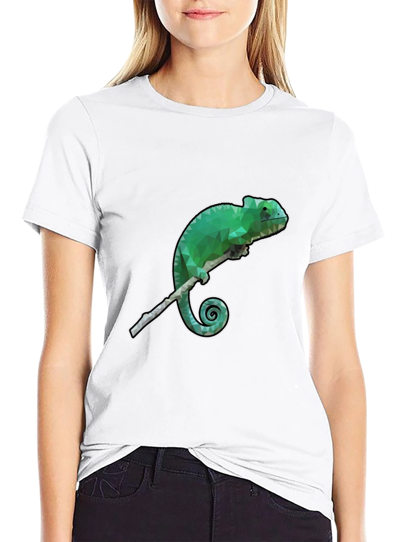 Geometric Chameleon Graphic T-Shirt