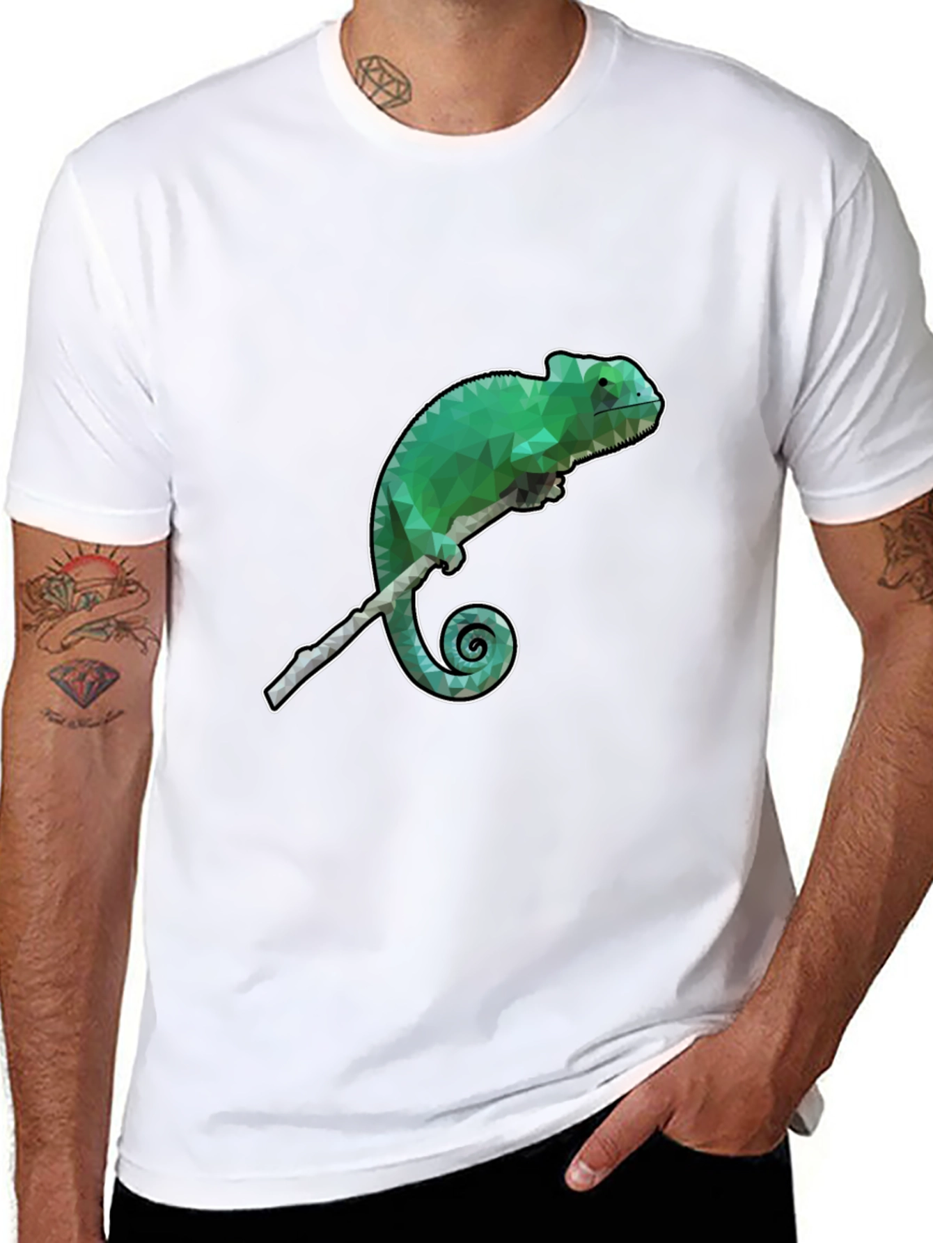 Geometric Chameleon Graphic T-Shirt