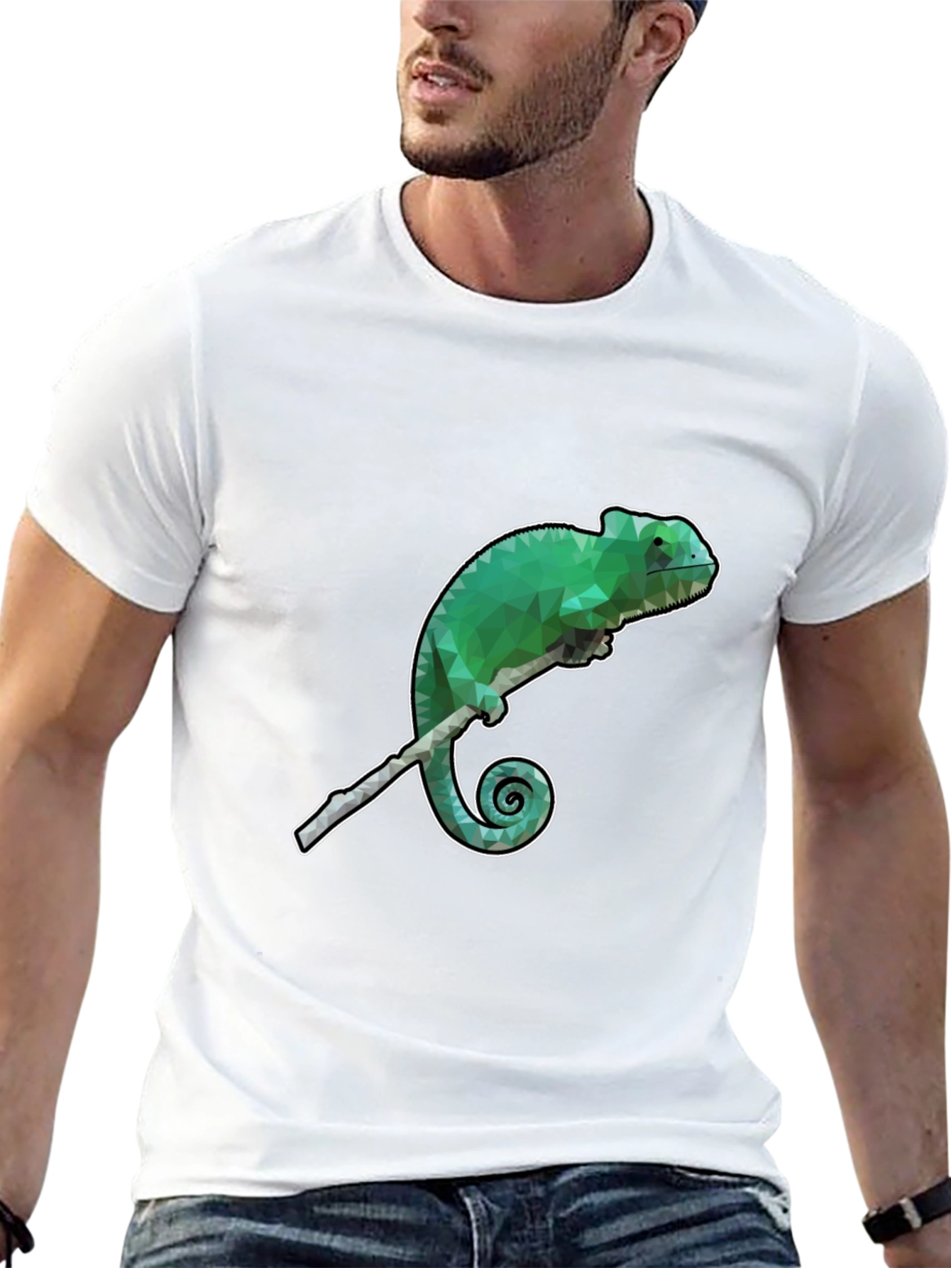 Geometric Chameleon Graphic T-Shirt