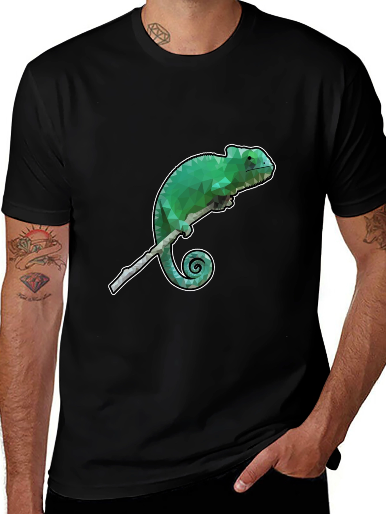 Geometric Chameleon Graphic T-Shirt