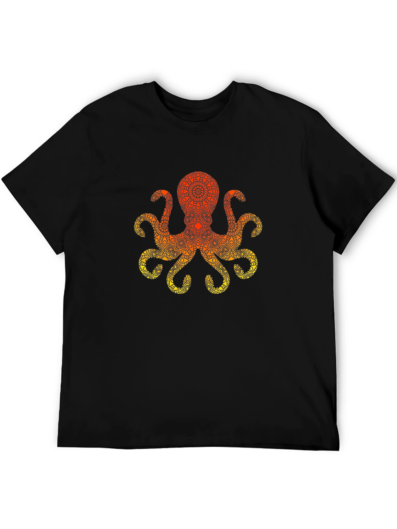 Geometric Octopus Graphic Tee - Black