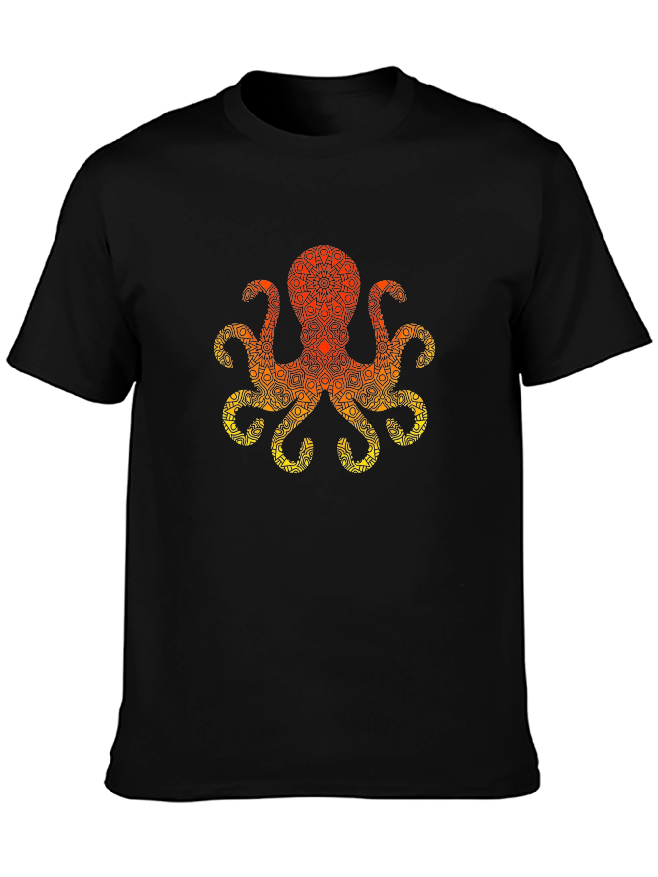 Geometric Octopus Graphic Tee - Black