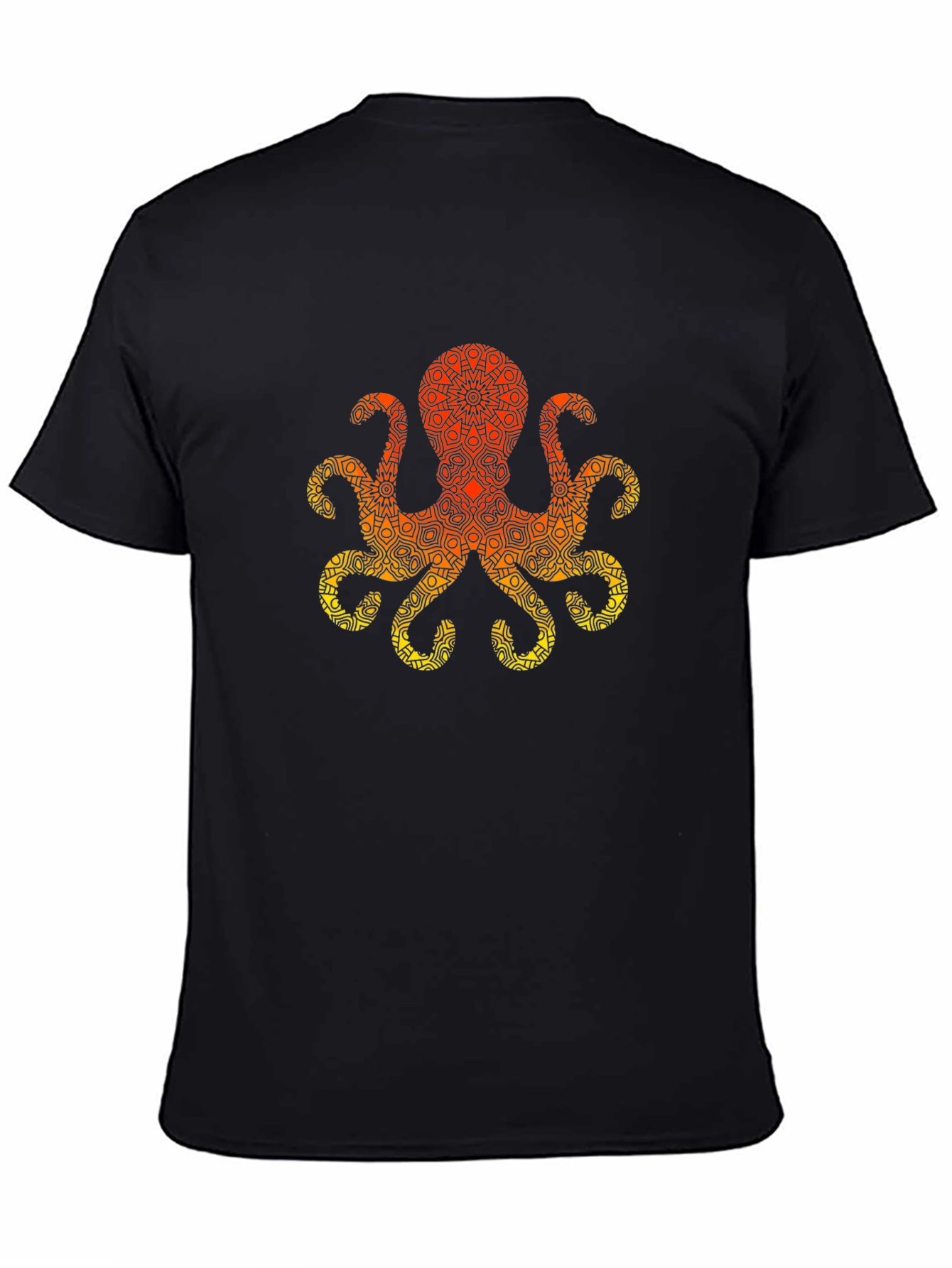 Geometric Octopus Graphic Tee - Black